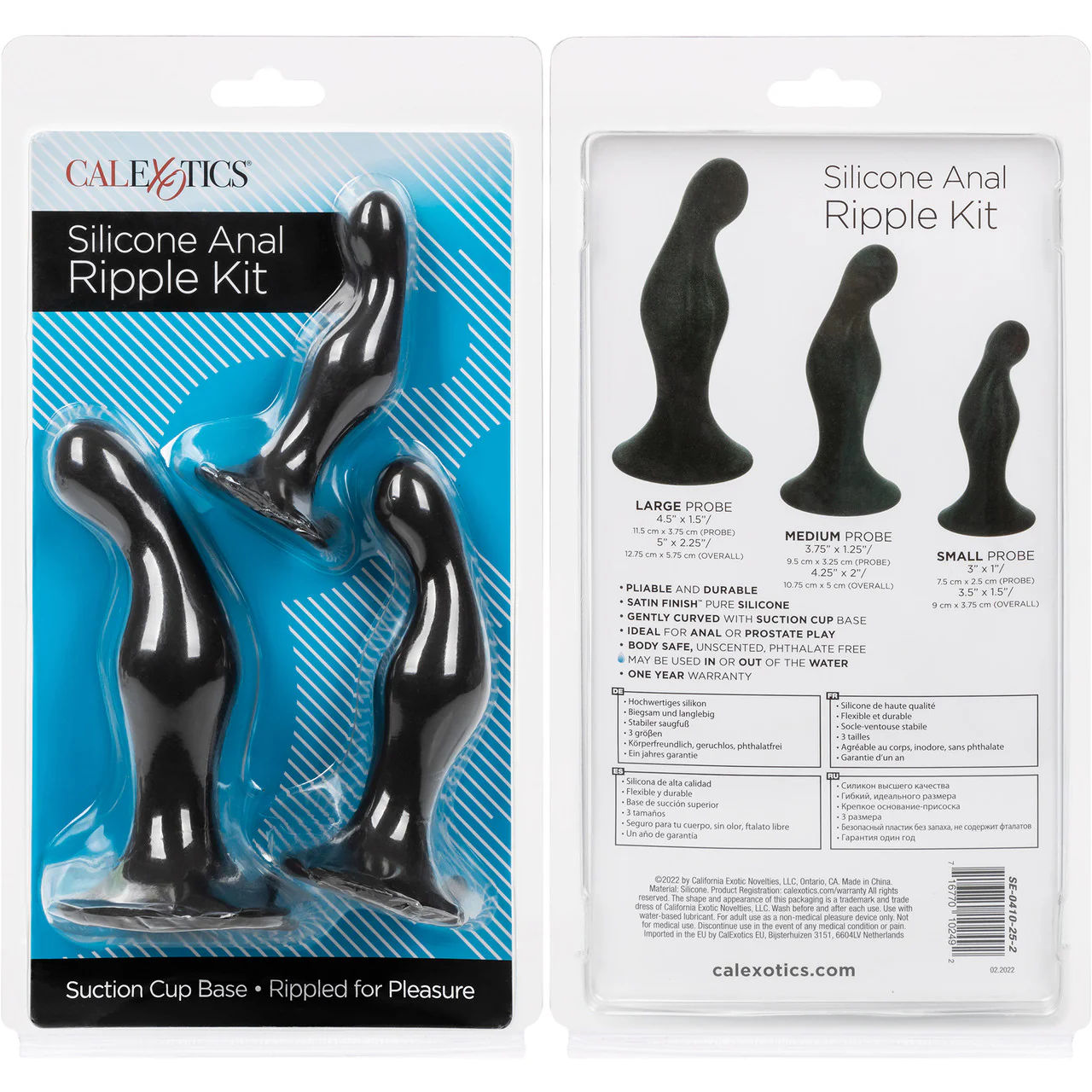 Silicone Anal Ripple 3 Piece Butt Plug Kit By CalExotics - Black - Image 16