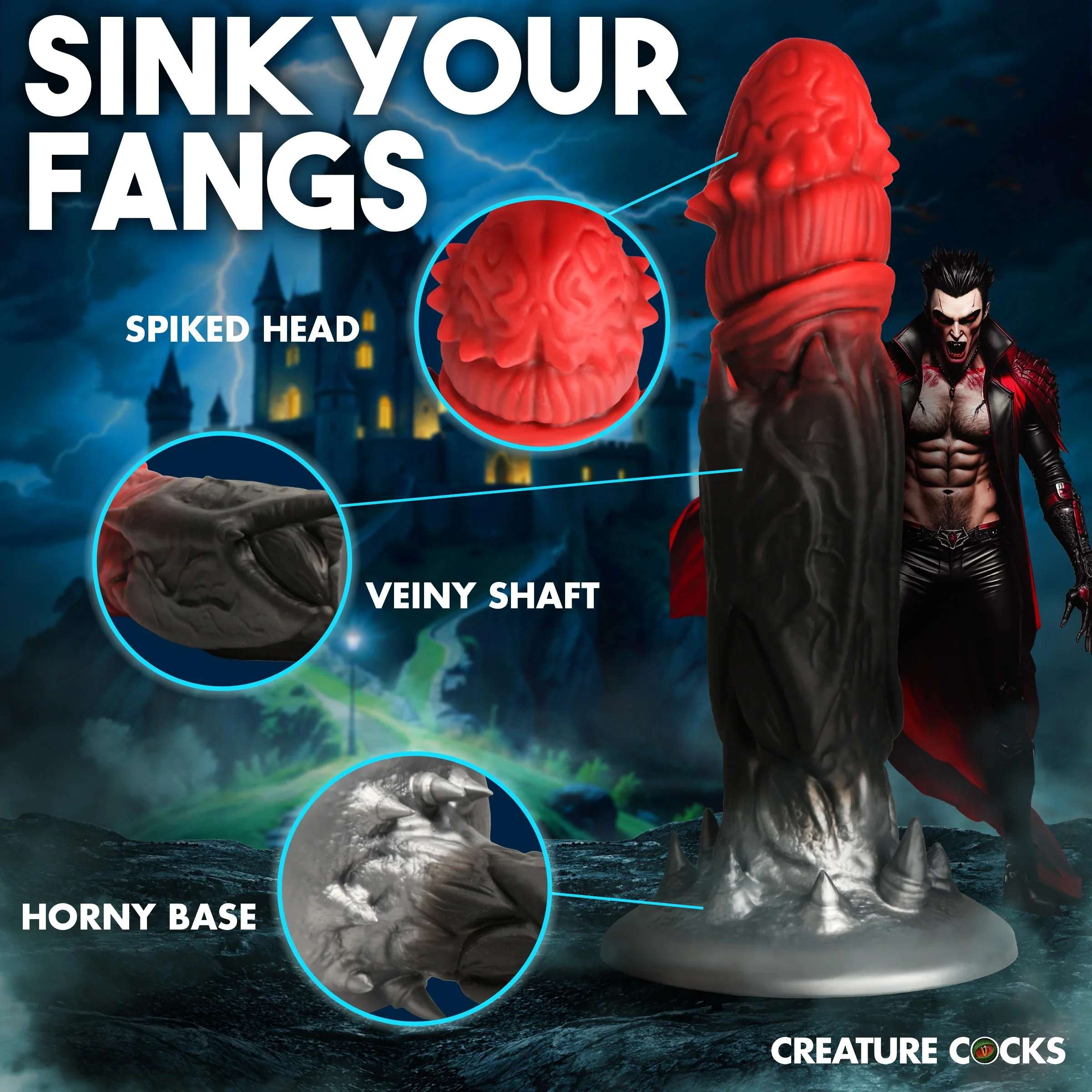 Count Cockula 9" Silicone Suction Cup Dildo By Creature Cocks - Image 4