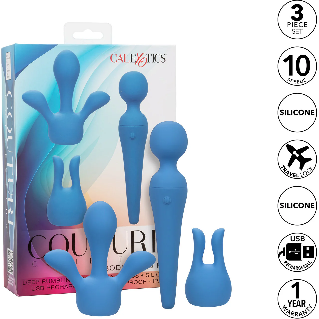 Couture Collection Body Wand Kit With Wand Massager & 2 Silicone Attachments By CalExotics - Image 10
