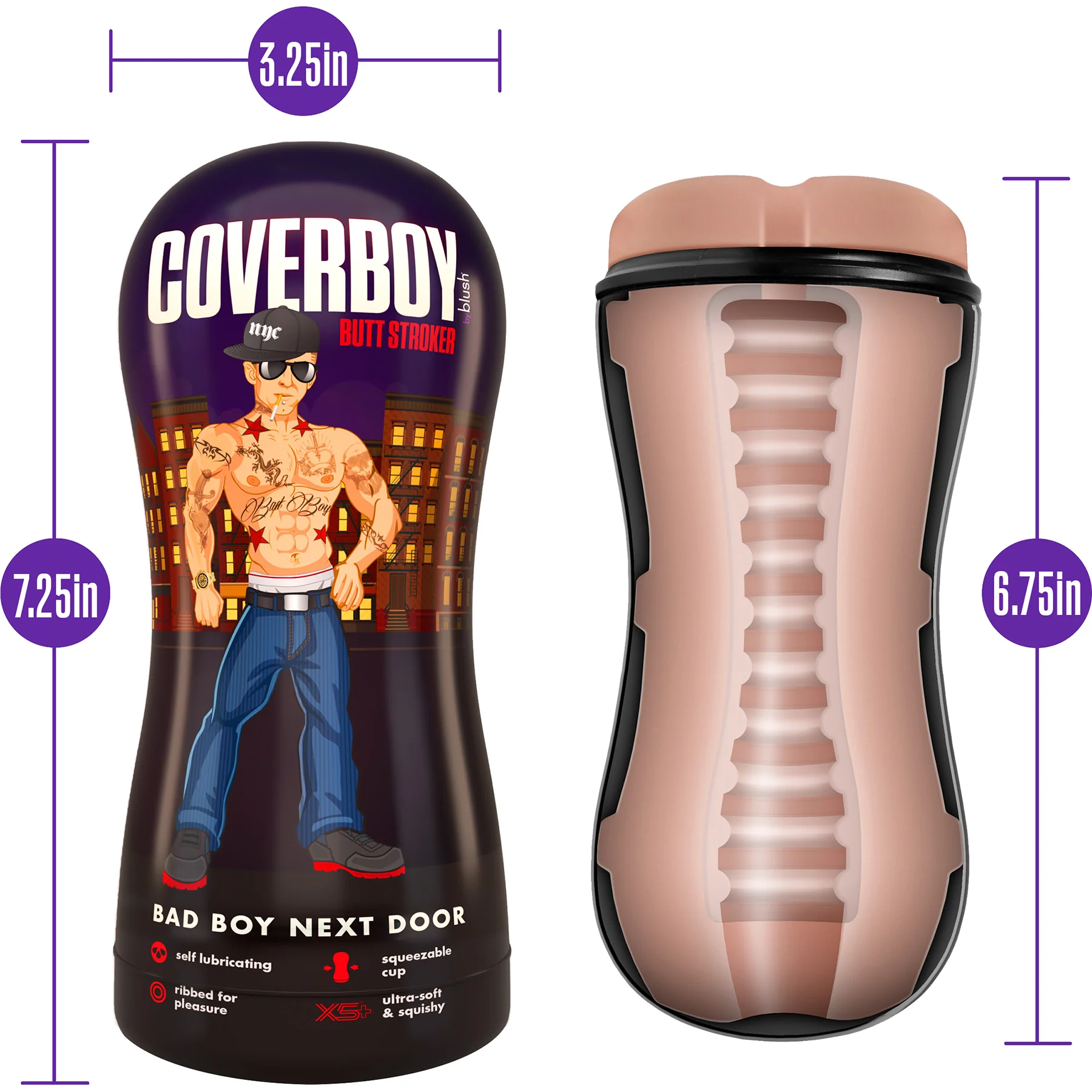 Coverboy The Bad Boy Next Door Self Lubricating Anal Penis Stroker By Blush - Vanilla - Image 4