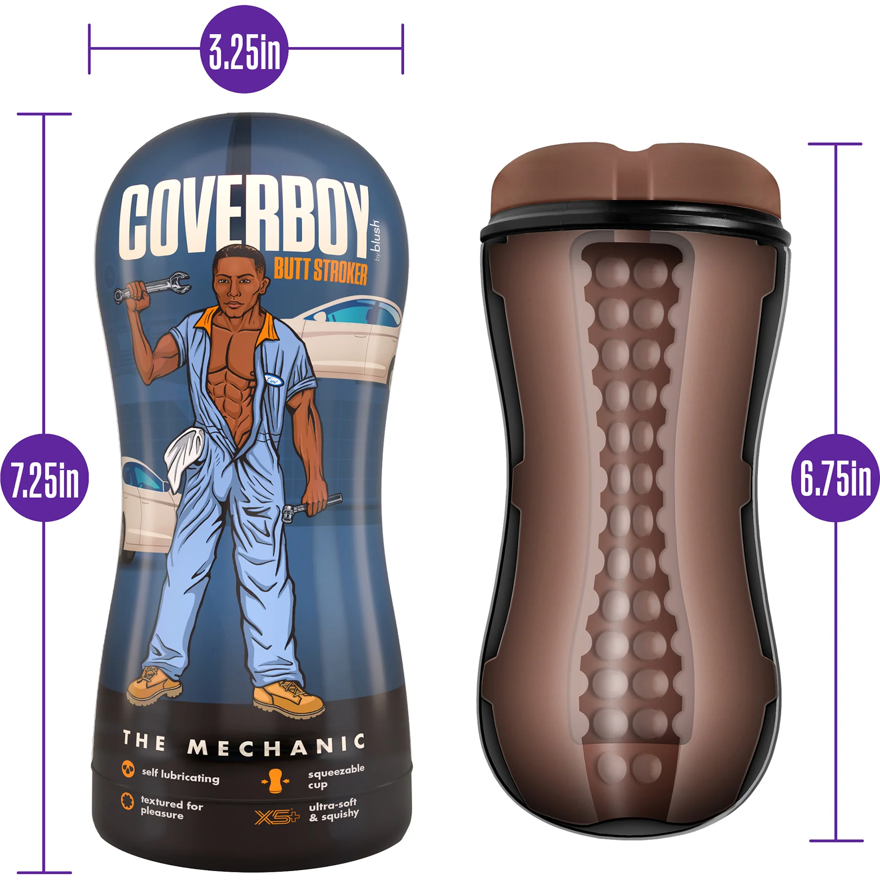 Coverboy The Mechanic Self Lubricating Anal Penis Stroker By Blush - Chocolate - Image 4