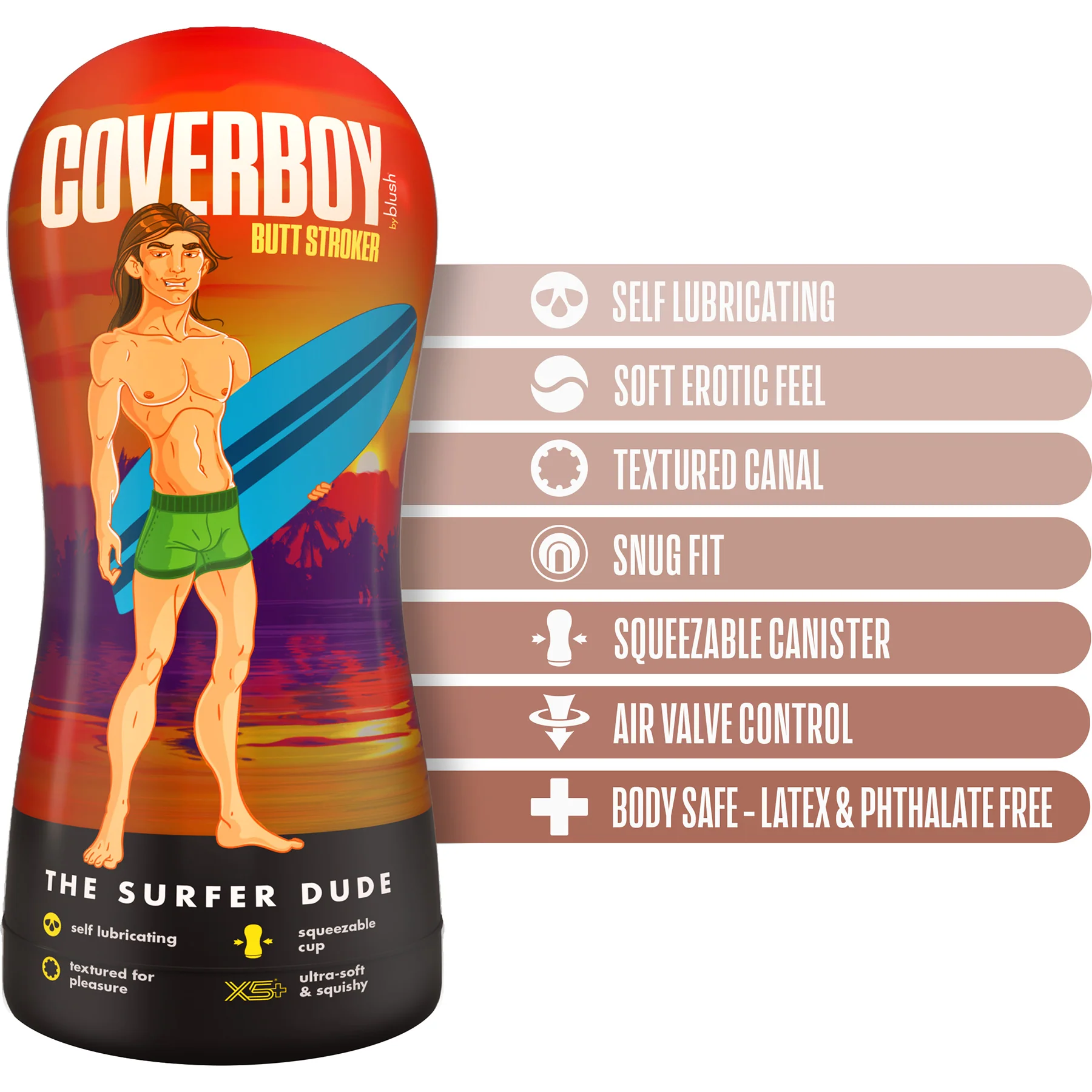Coverboy The Surfer Dude Self Lubricating Anal Penis Stroker By Blush - Vanilla - Image 3