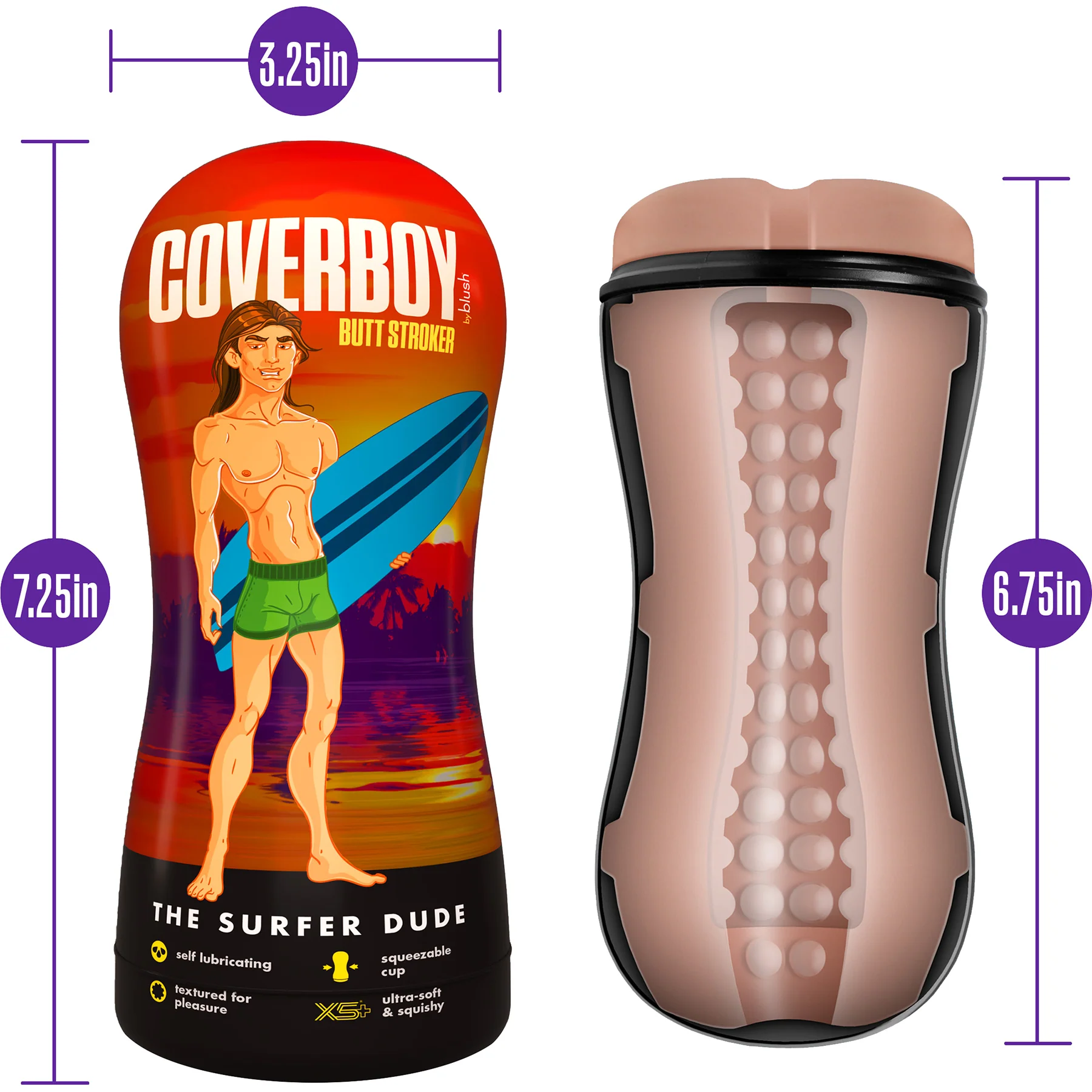 Coverboy The Surfer Dude Self Lubricating Anal Penis Stroker By Blush - Vanilla - Image 4