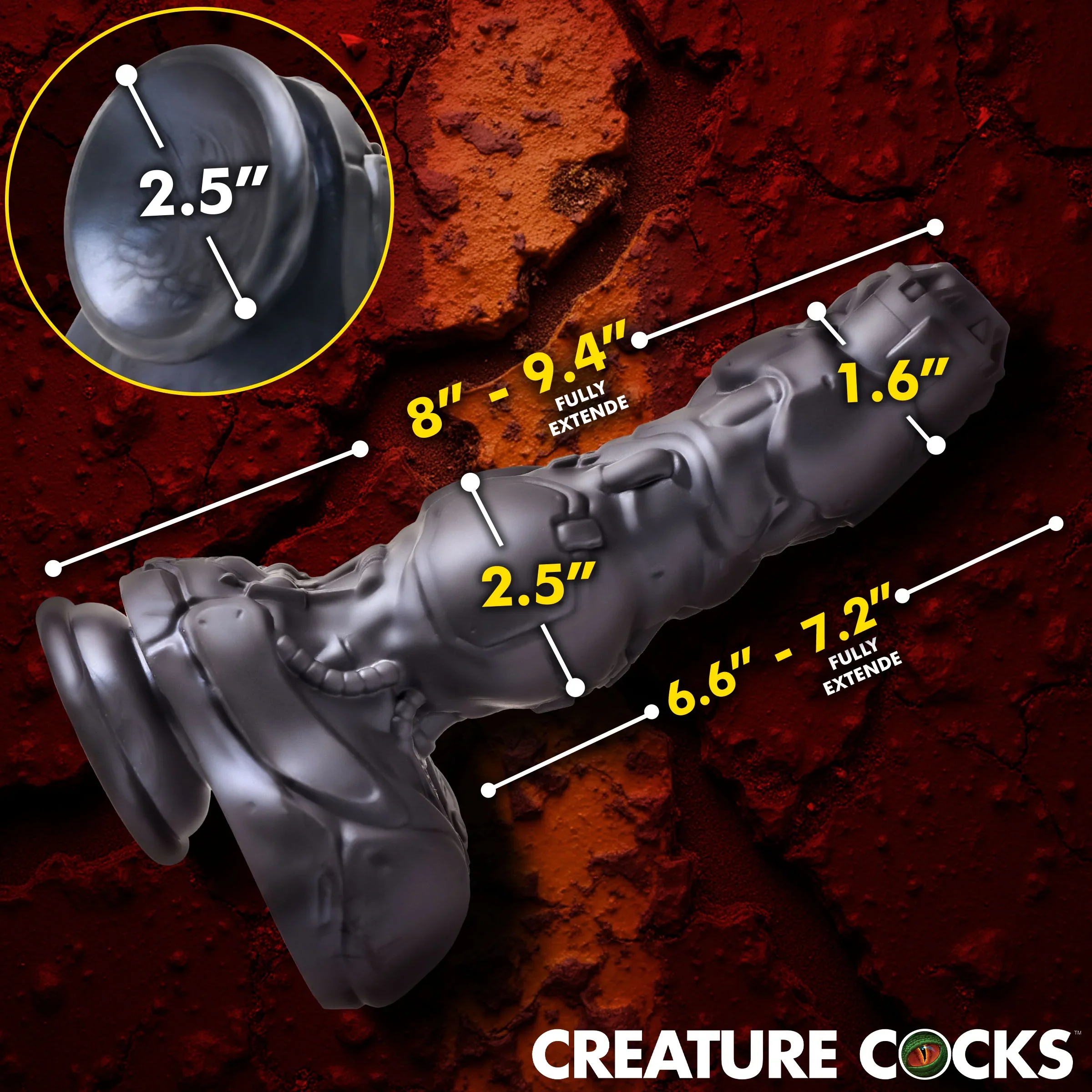 Cyborg 8.8" Thrusting & Vibrating Silicone Suction Cup Dildo With Remote By Creature Cocks - Image 7