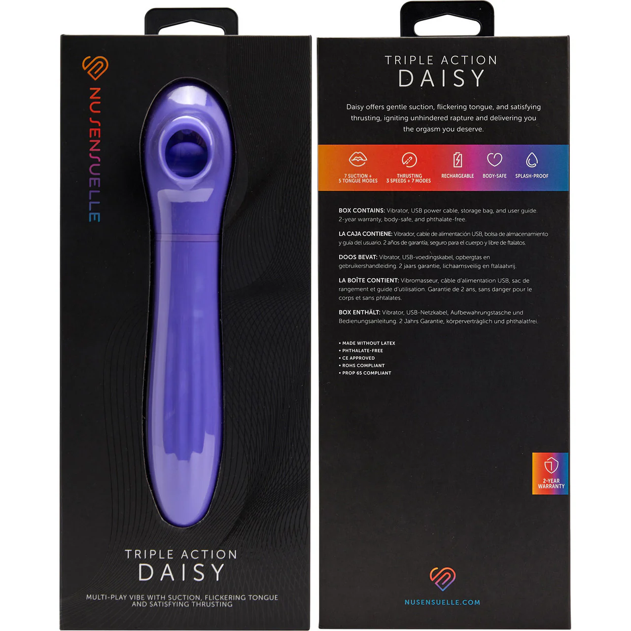 Daisy Triple Action Thrusting & Flickering Tongue Vibrator With Suction By Nu Sensuelle - Ultra Violet - Image 6