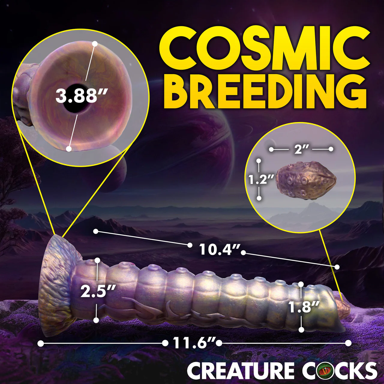 Deep Invader Tentacle 11.5" Silicone Ovipositor Dildo With Eggs By Creature Cocks - Image 15