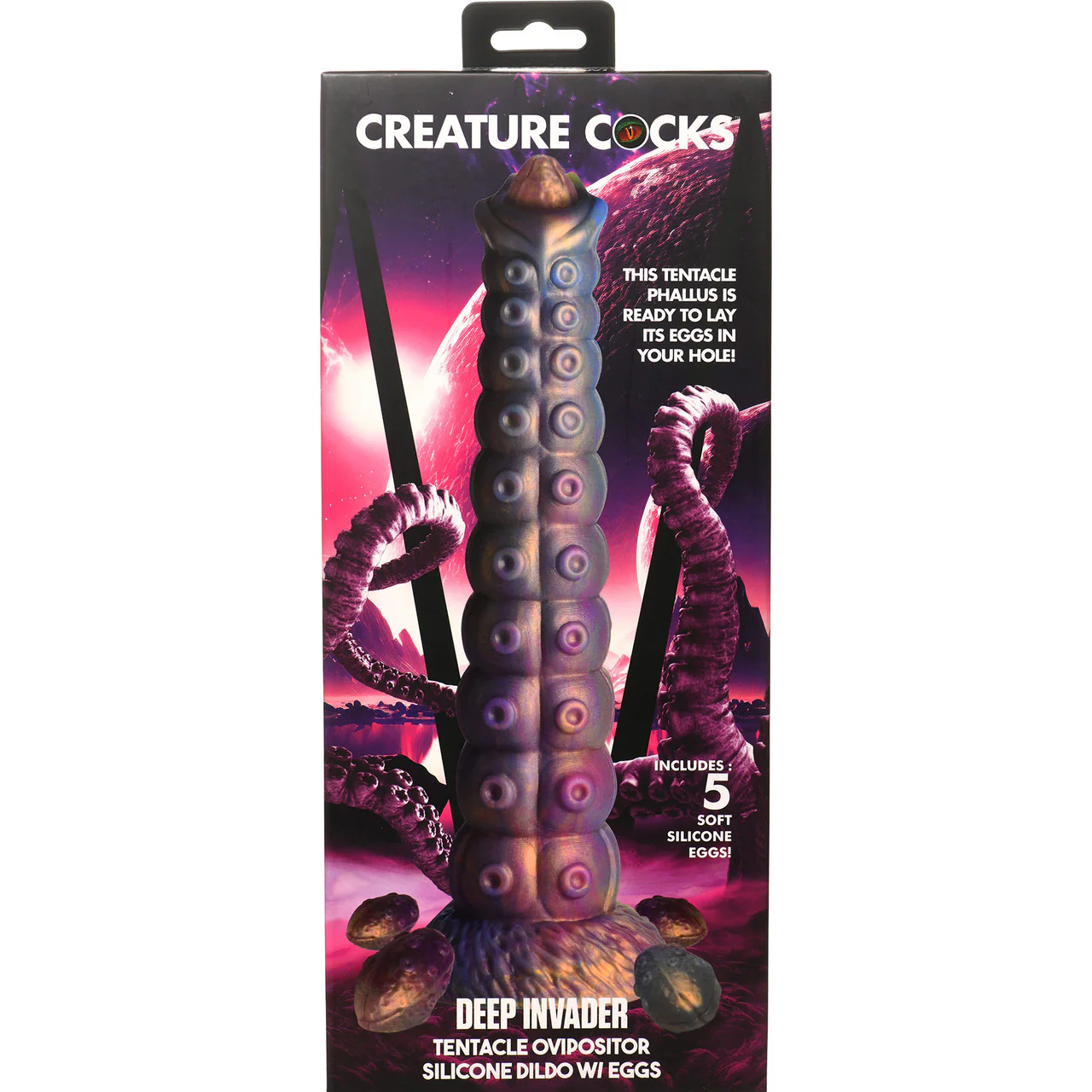 Deep Invader Tentacle 11.5" Silicone Ovipositor Dildo With Eggs By Creature Cocks - Image 19