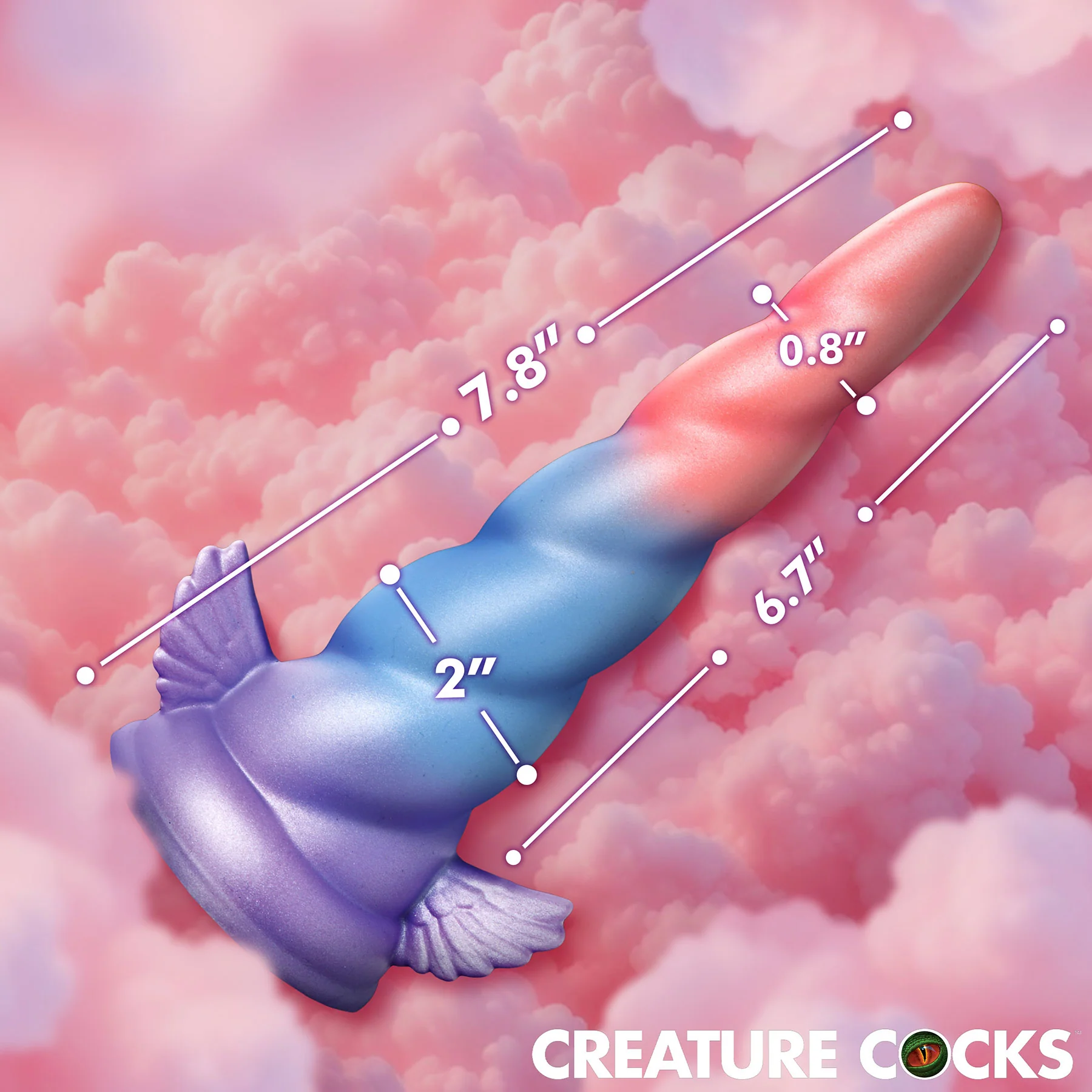 Deluxe Dream Rider Unicorn Vibrating 7.8" Silicone Dildo With Remote By Creature Cocks - Image 5