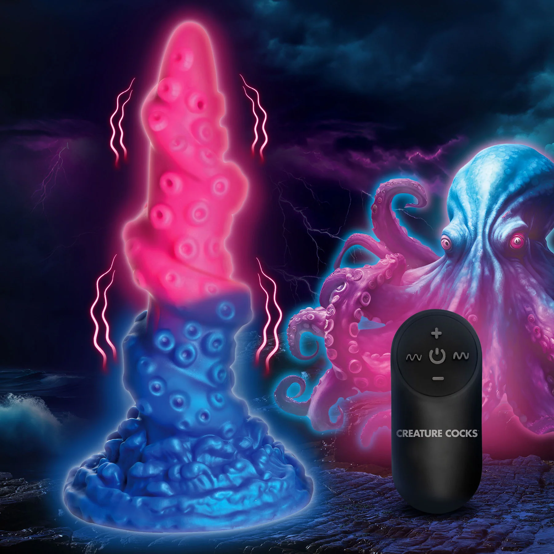 Deluxe Lord Kraken Vibrating 8" Silicone Dildo With Remote By Creature Cocks - Image 2