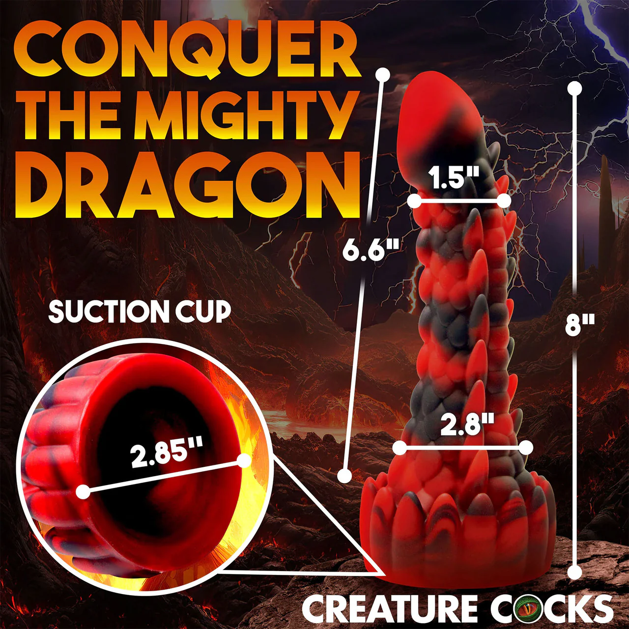 Demon Rising Scaly Dragon 8" Silicone Suction Cup Dildo By Creature Cocks - Image 11