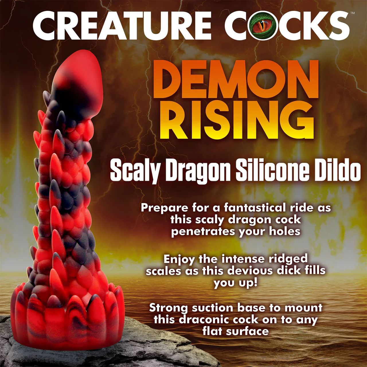 Demon Rising Scaly Dragon 8" Silicone Suction Cup Dildo By Creature Cocks - Image 13
