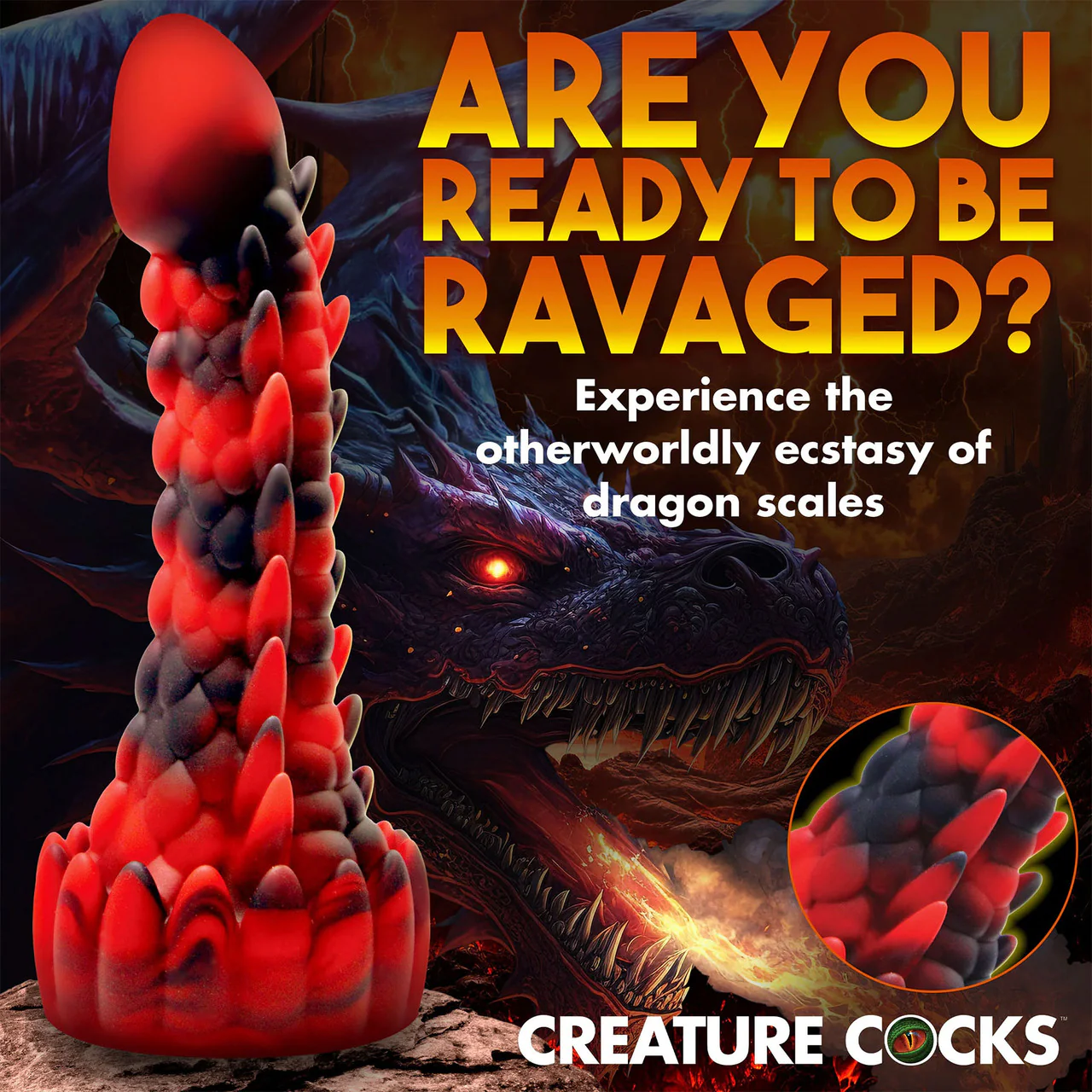 Demon Rising Scaly Dragon 8" Silicone Suction Cup Dildo By Creature Cocks - Image 14