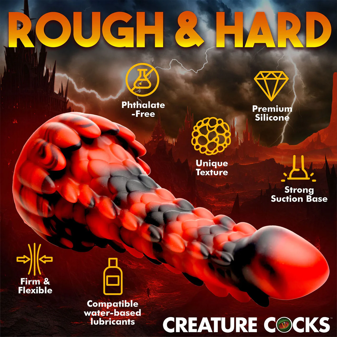 Demon Rising Scaly Dragon 8" Silicone Suction Cup Dildo By Creature Cocks - Image 16