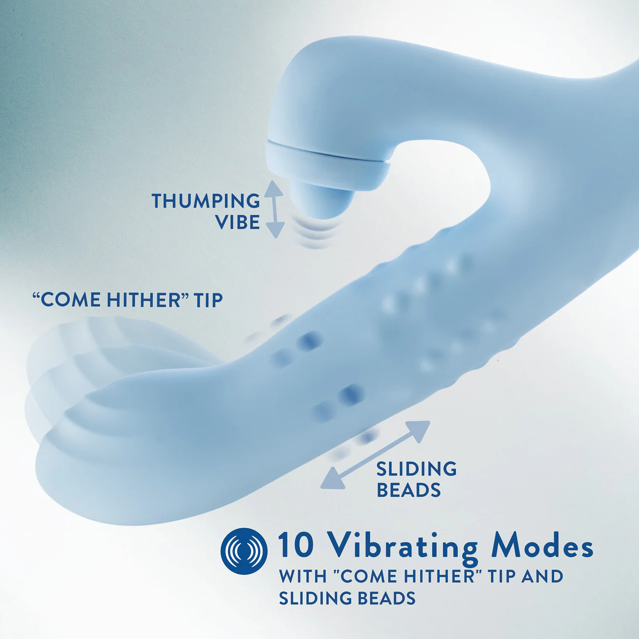 Devin Rechargeable Waterproof Silicone Tapping Rabbit Vibrator With Massaging Beads By Blush - Blue - Image 7