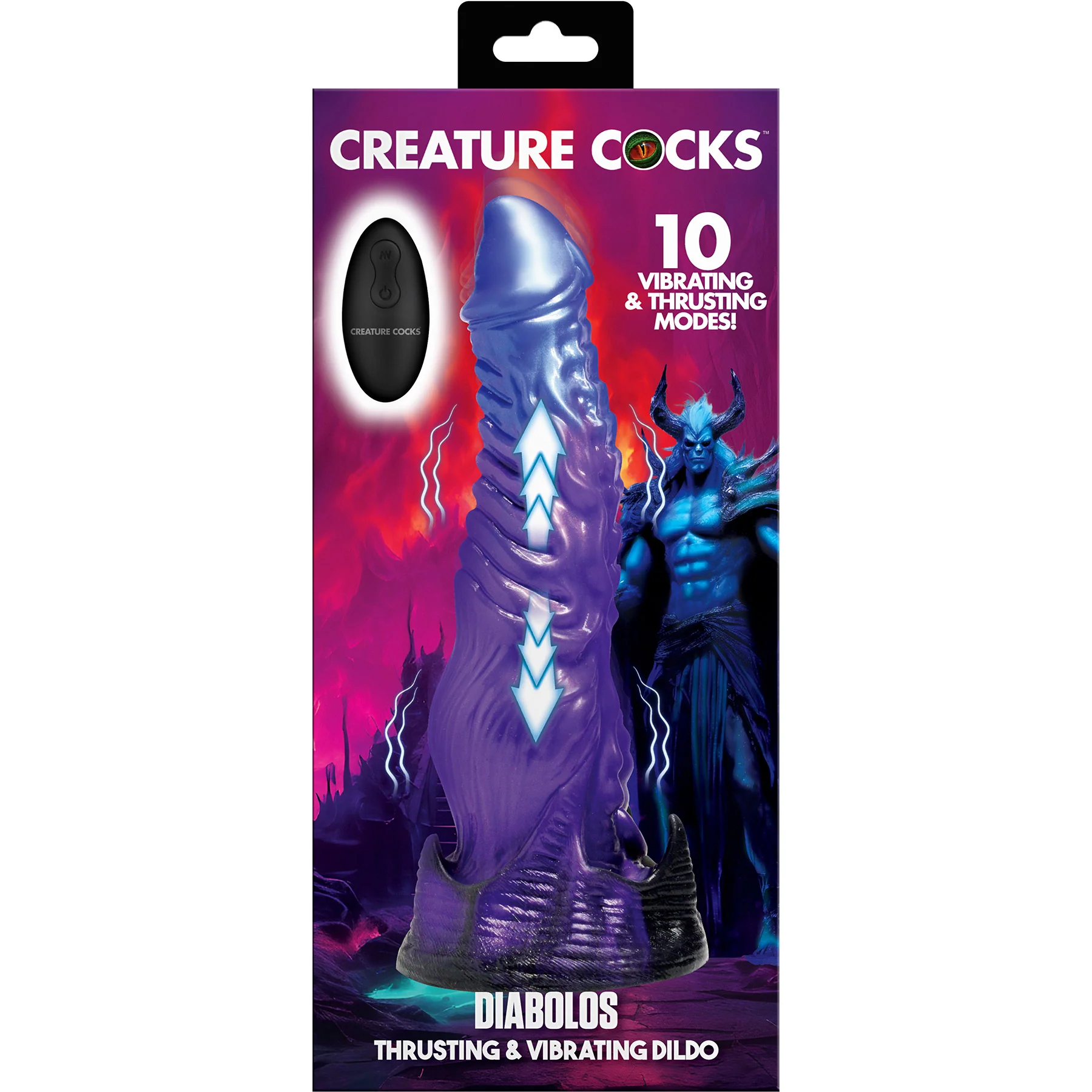 Diabolos 9" Thrusting & Vibrating Silicone Suction Cup Dildo With Remote By Creature Cocks - Image 19