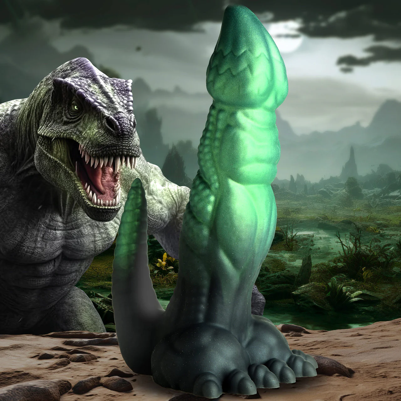 Dickosaur 7.25" Silicone Dual Stimulation Suction Cup Dildo By Creature Cocks - Image 10