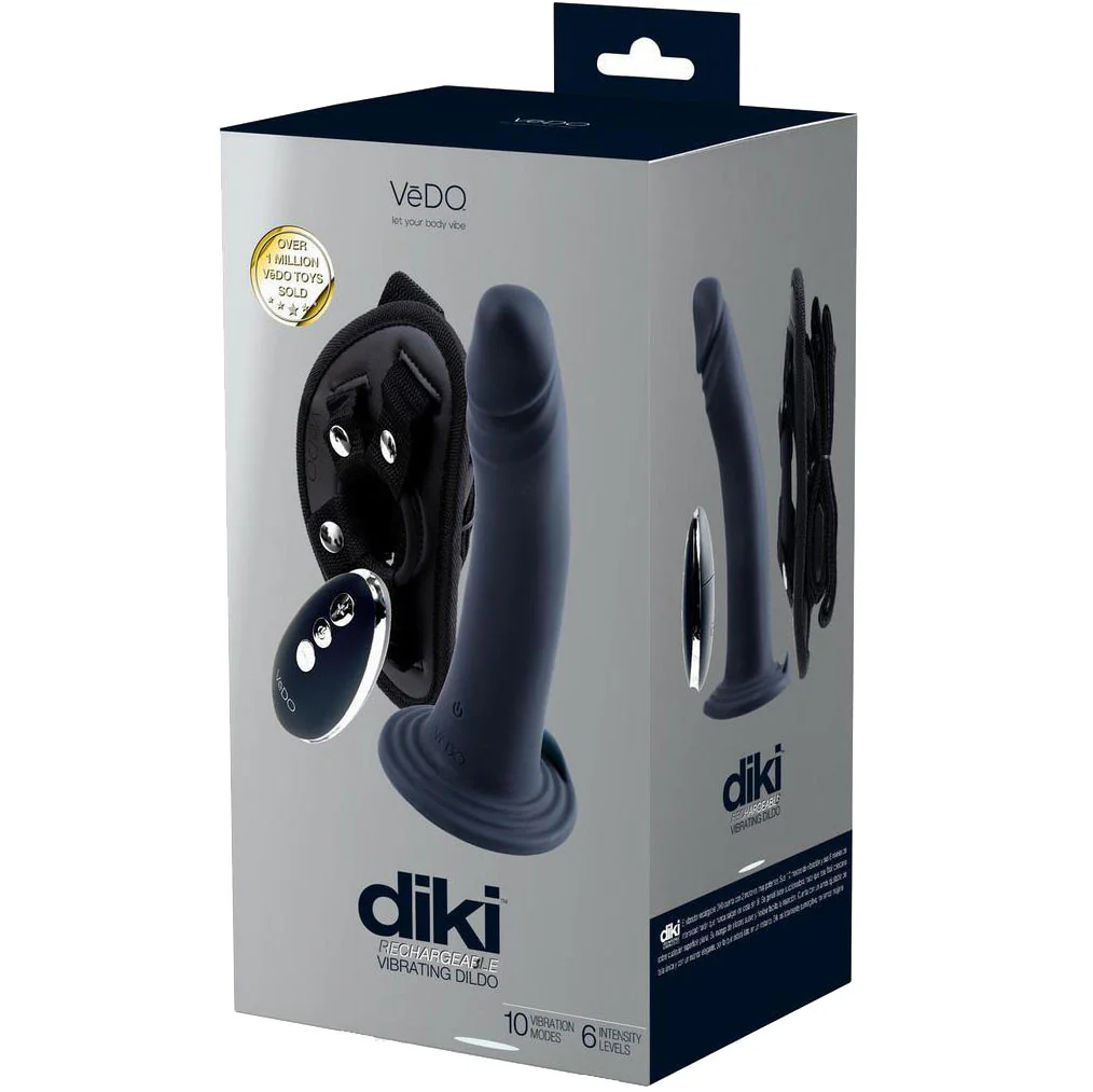 DIKI Silicone Rechargeable Vibrating Strap On kit With Harness & Remote By VeDO -  Just Black - Image 3