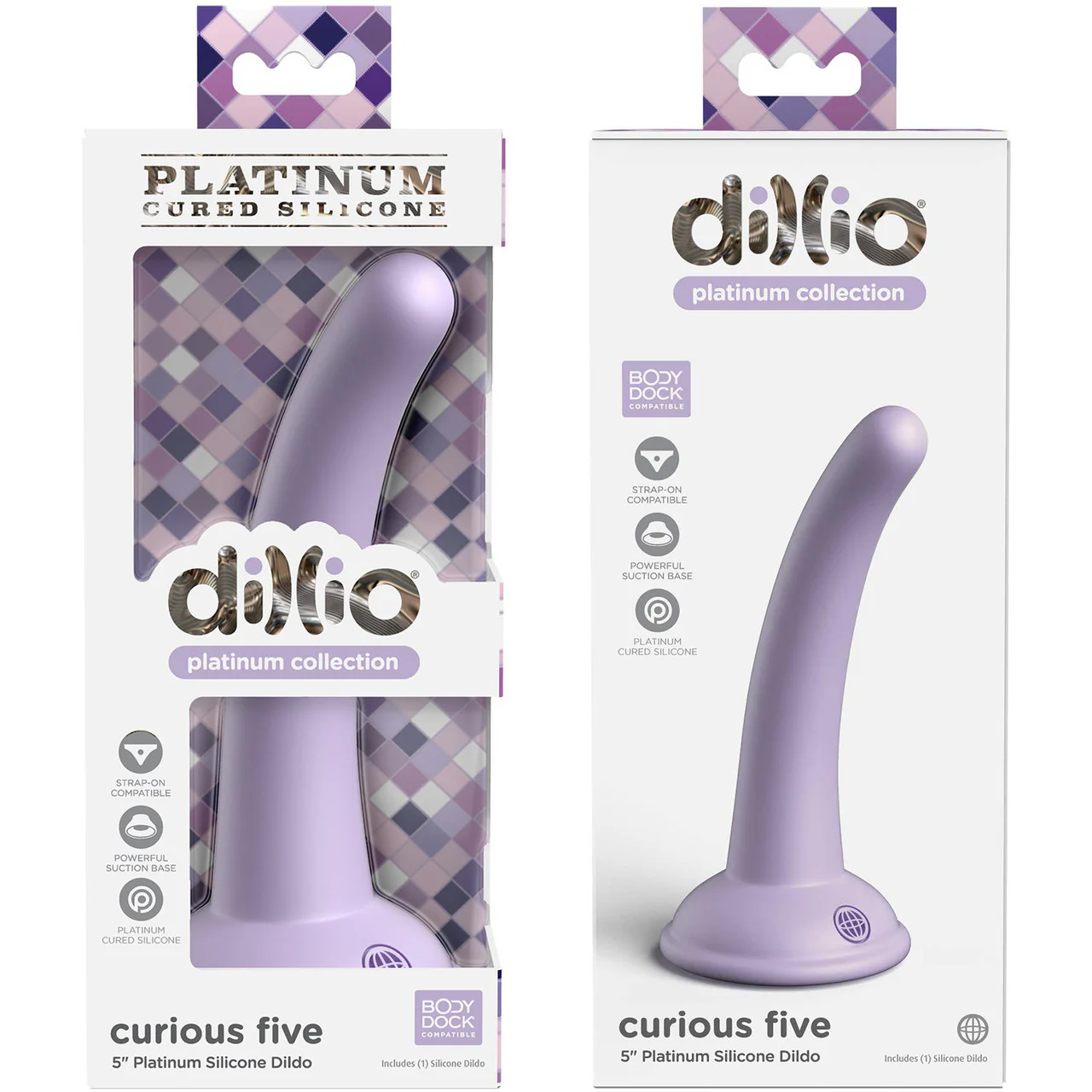 Dillio Platinum Curious Five Silicone 5" Suction Cup Dildo - Lavender - Image 4
