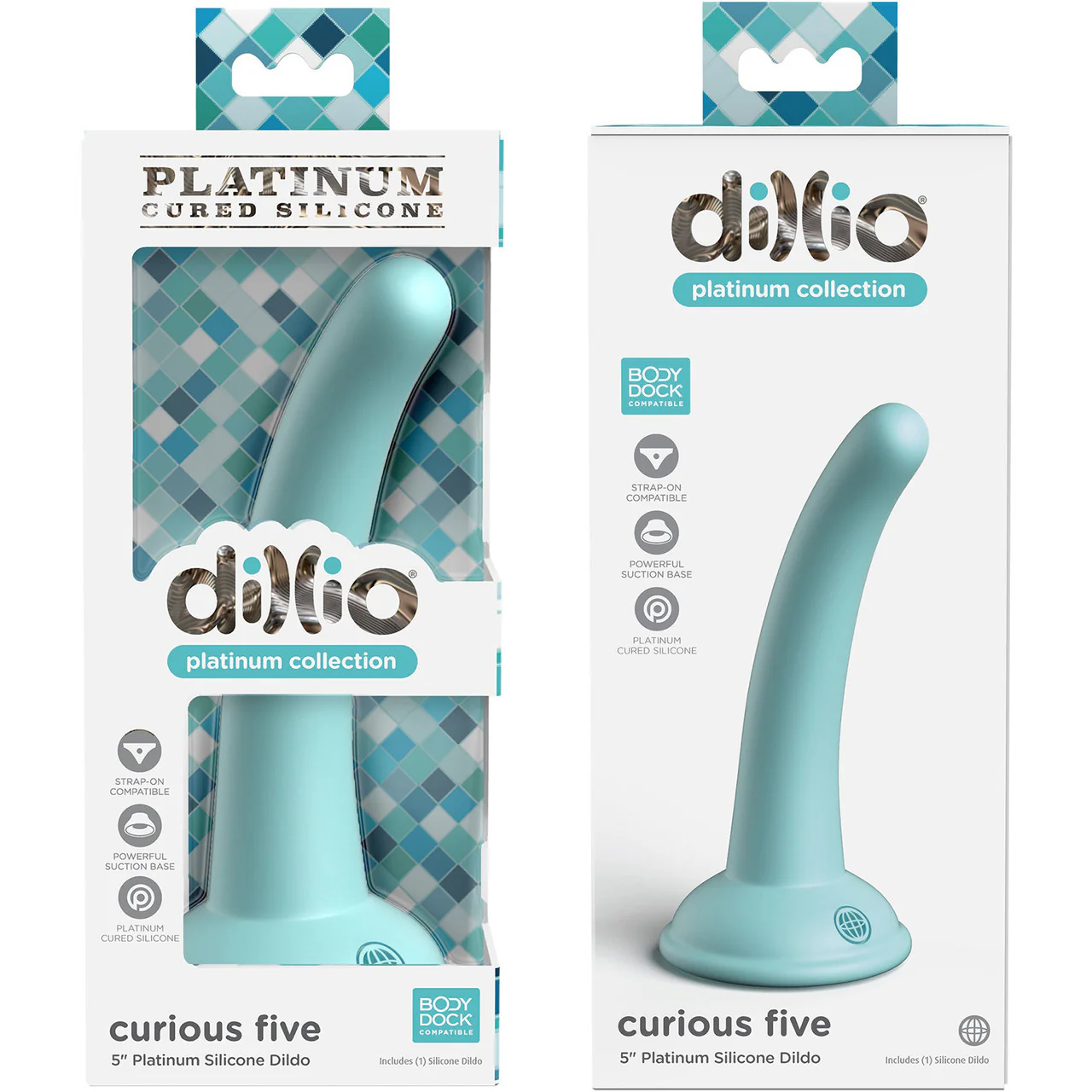 Dillio Platinum Curious Five Silicone 5" Suction Cup Dildo - Teal - Image 4