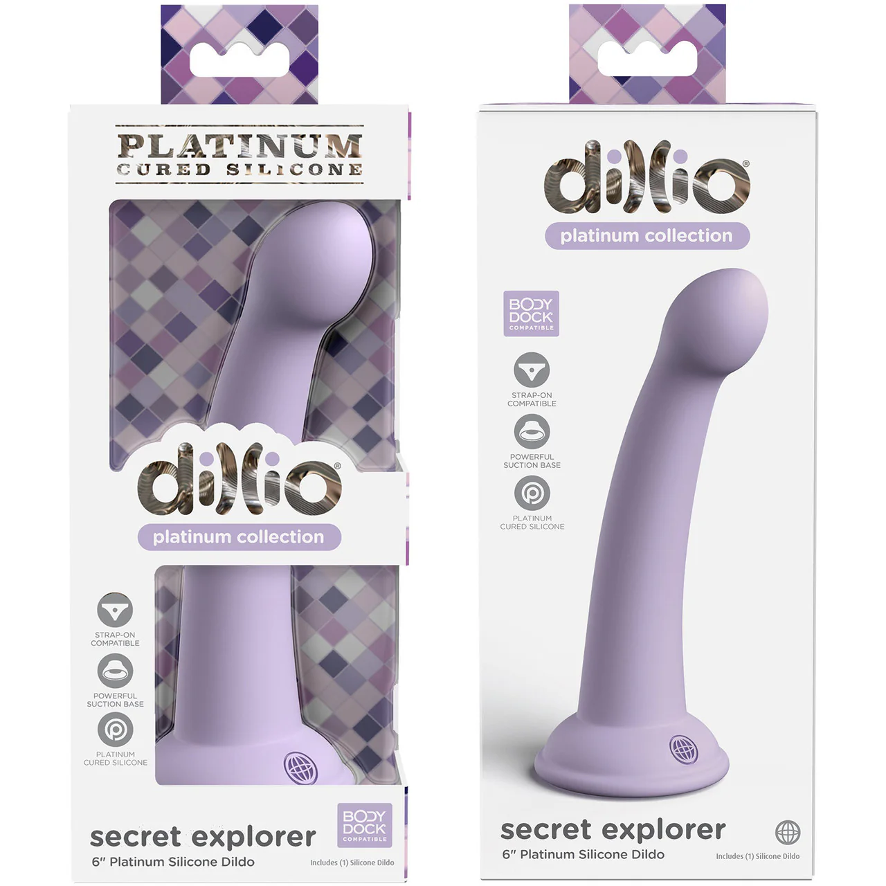 Dillio Platinum Secret Explorer Silicone 6" Suction Cup Dildo - Lavender - Image 4