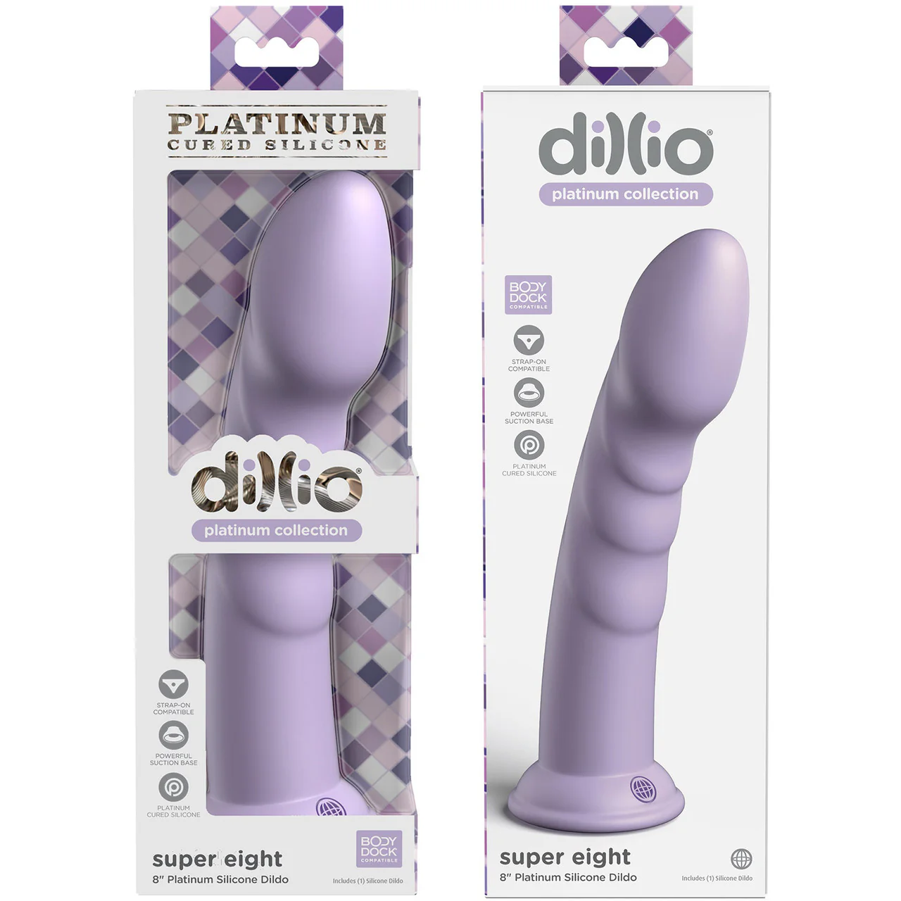 Dillio Platinum Super Eight Silicone 8" Suction Cup Dildo - Lavender - Image 4
