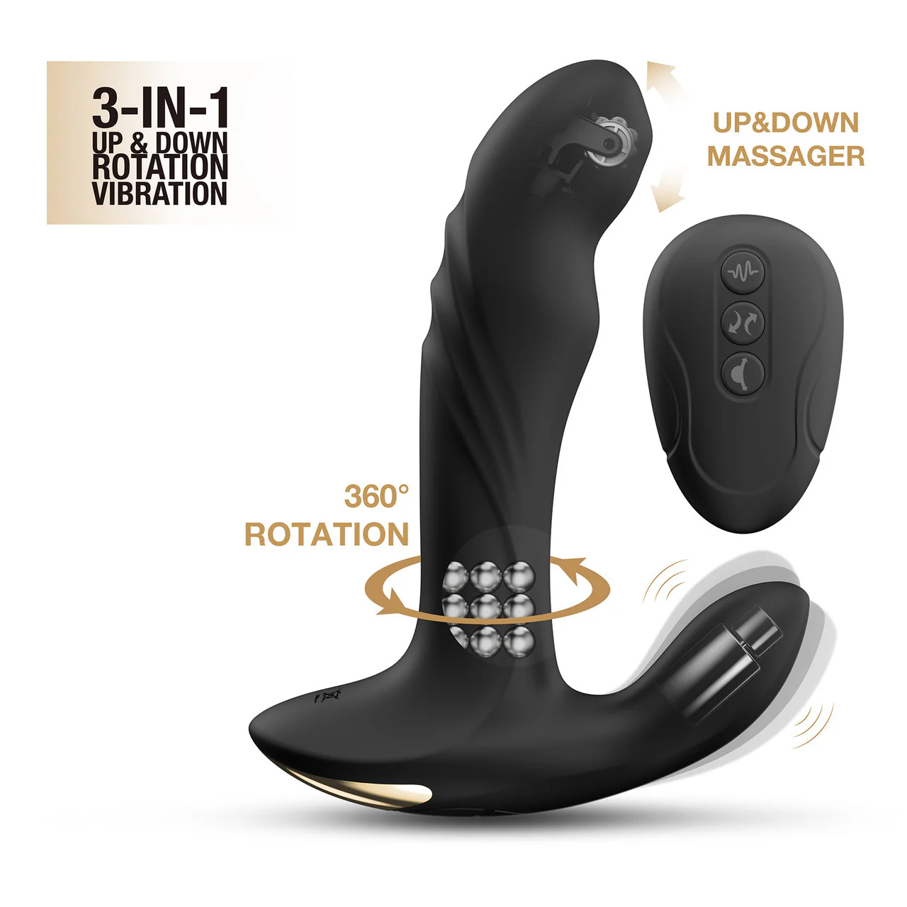 Dorcel Multi P-Joy Silicone Vibrating & Rotating Anal, Prostate & Perineum Massager With Remote - Image 3