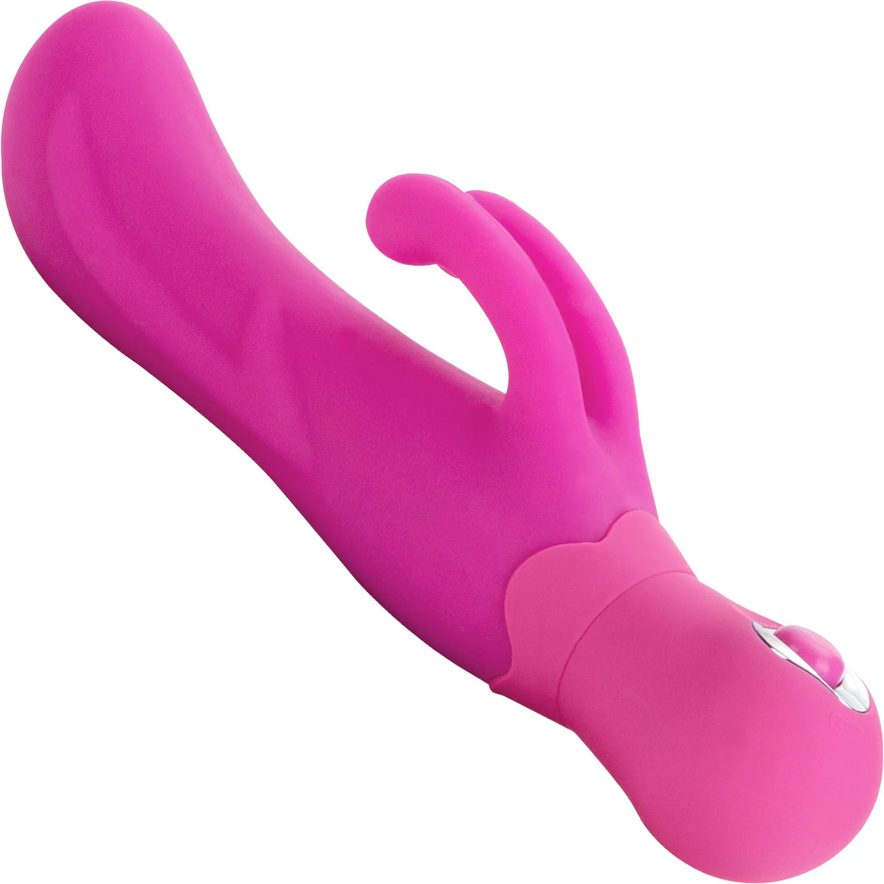 Double Dancer Waterproof Silicone Rabbit Style Vibrator By CalExotics - Pink - Image 2