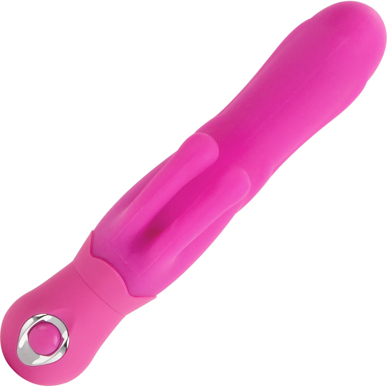 Double Dancer Waterproof Silicone Rabbit Style Vibrator By CalExotics - Pink - Image 3