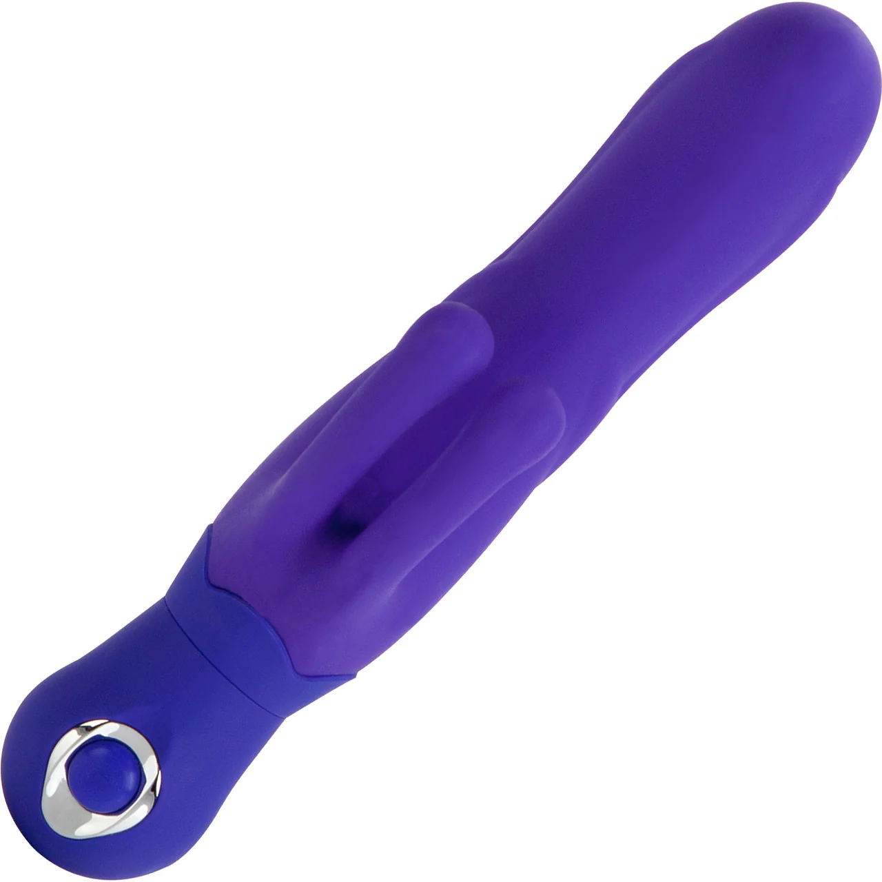Double Dancer Waterproof Silicone Rabbit Style Vibrator By CalExotics - Purple - Image 3