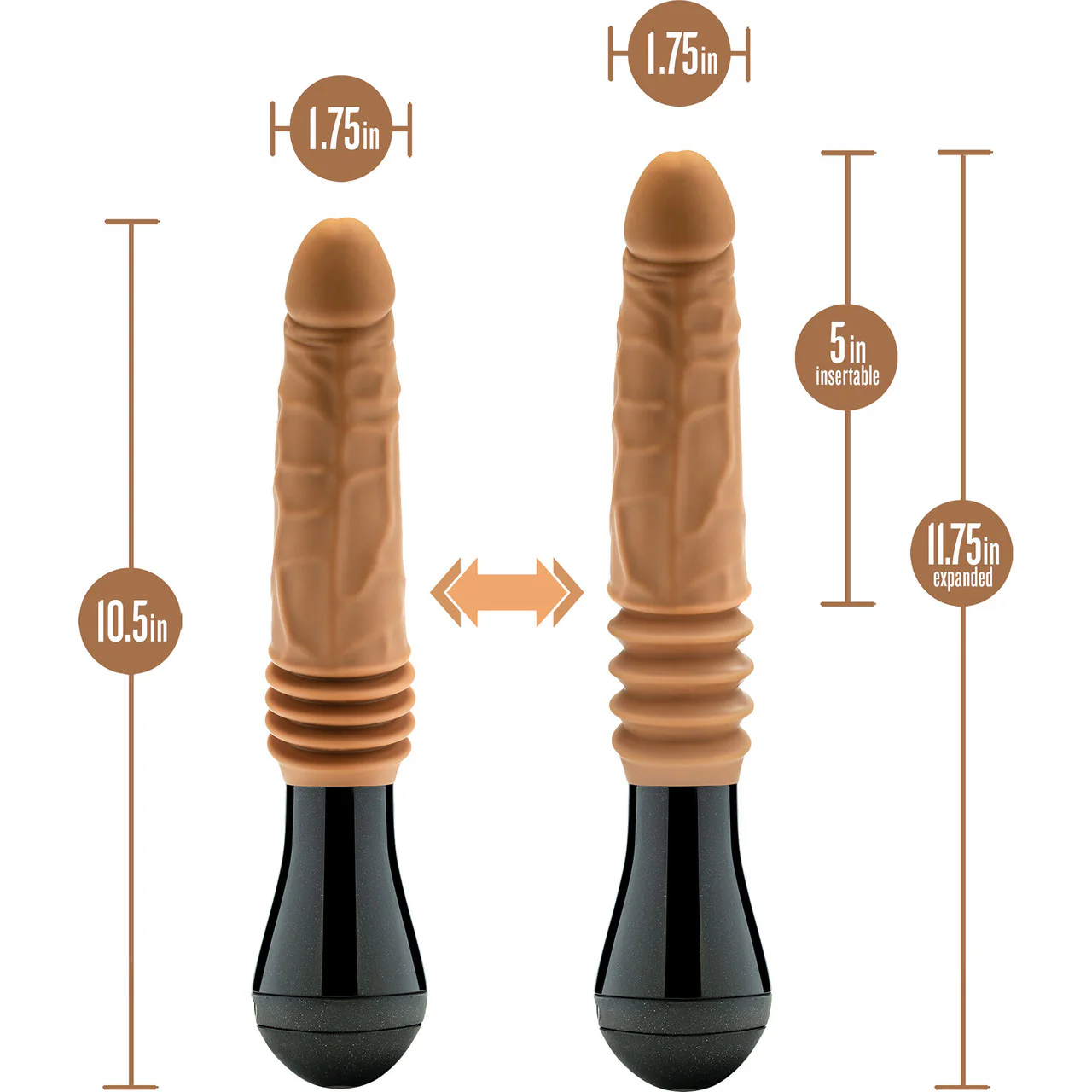 Dr. Skin Dr. Arthur 5" Thrusting, Gyrating & Vibrating Silicone Dildo With Handle By Blush - Caramel - Image 6