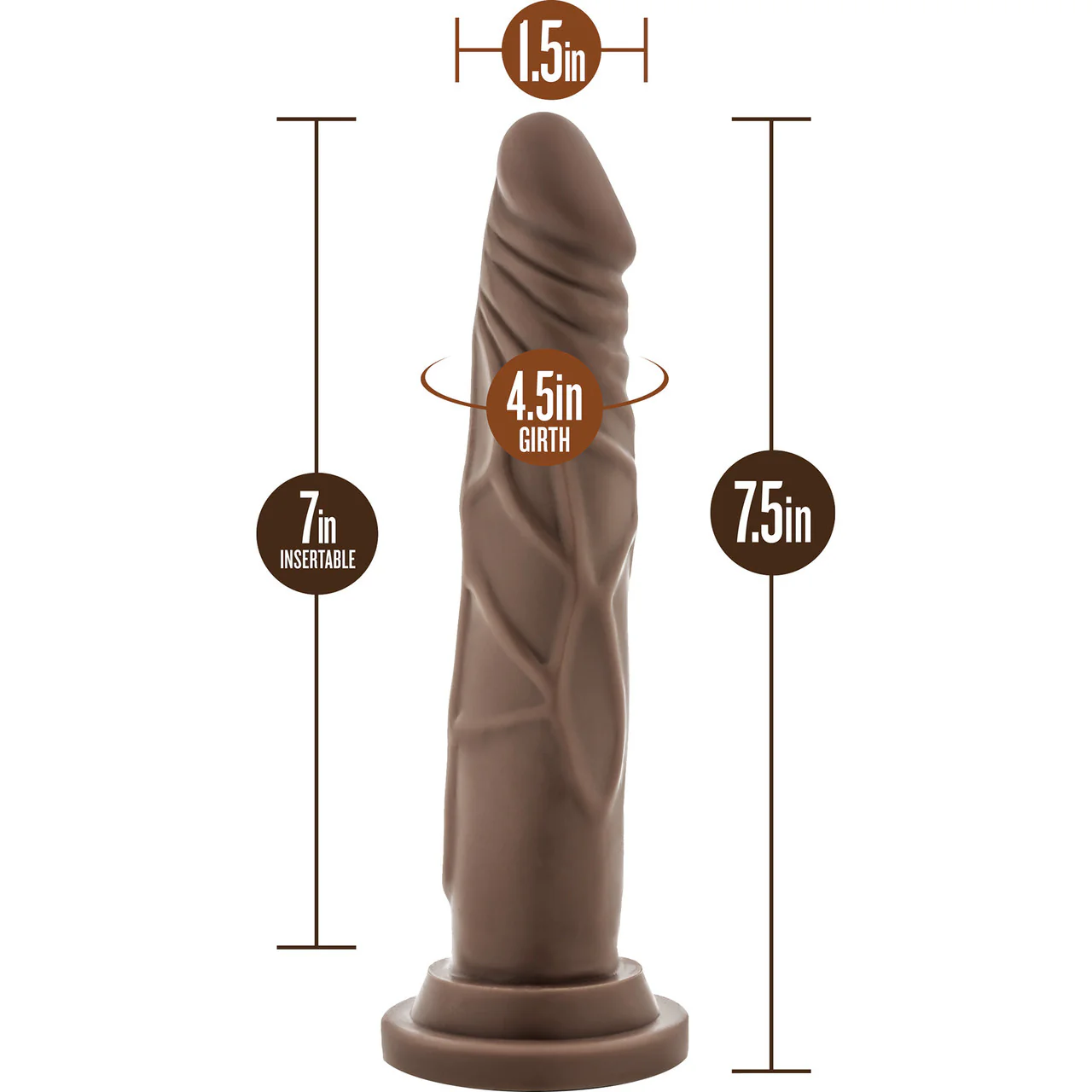 Dr. Skin Dr. Carter 7" Realistic Posable Silicone Dildo With Suction Cup By Blush - Chocolate - Image 5