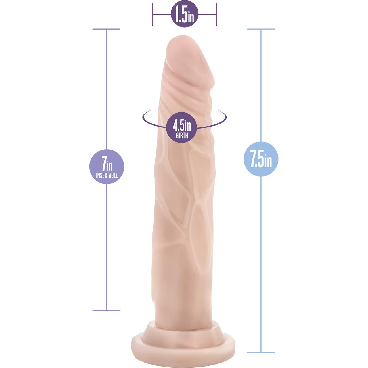 Dr. Skin Dr. Carter 7" Realistic Posable Silicone Dildo With Suction Cup By Blush - Vanilla - Image 5
