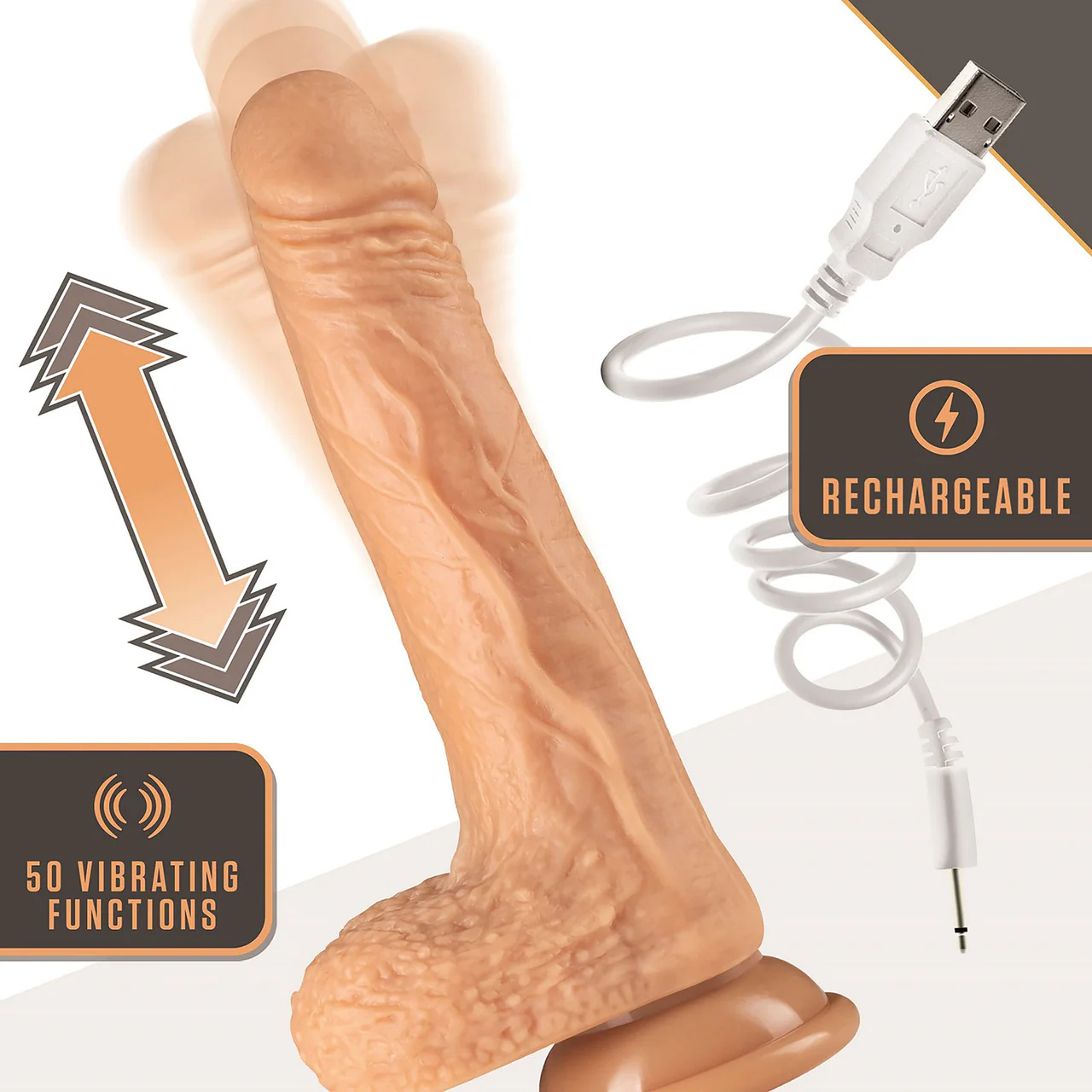Dr. Skin Dr. Grey - Rotating, Thrusting, Vibrating Silicone Suction Cup Dildo With Balls By Blush - Image 5