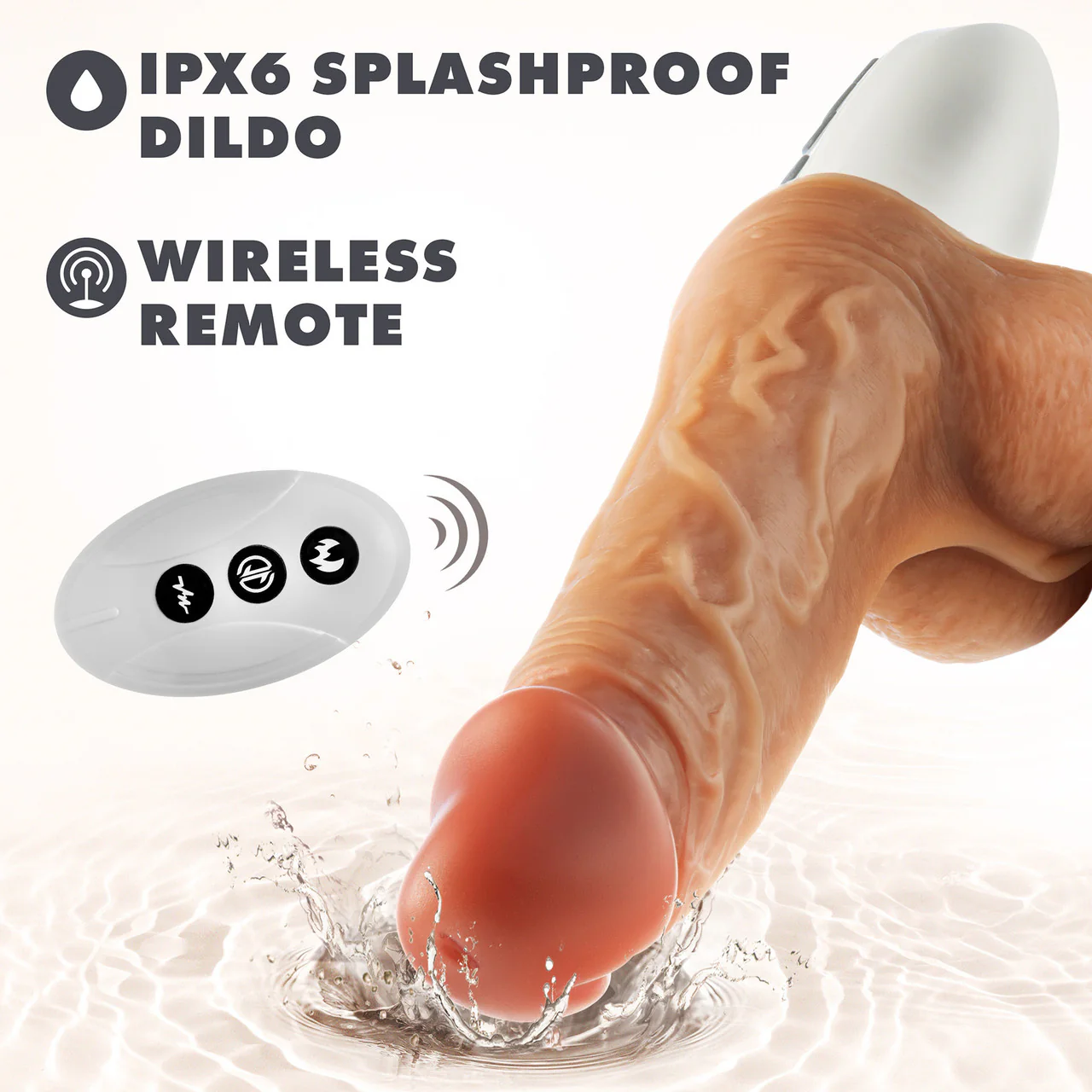 Dr. Skin Dr. Hammer 7" Thrusting, Vibrating, Warming Dildo With Suction Cup, Handle & Remote By Blush - Image 10