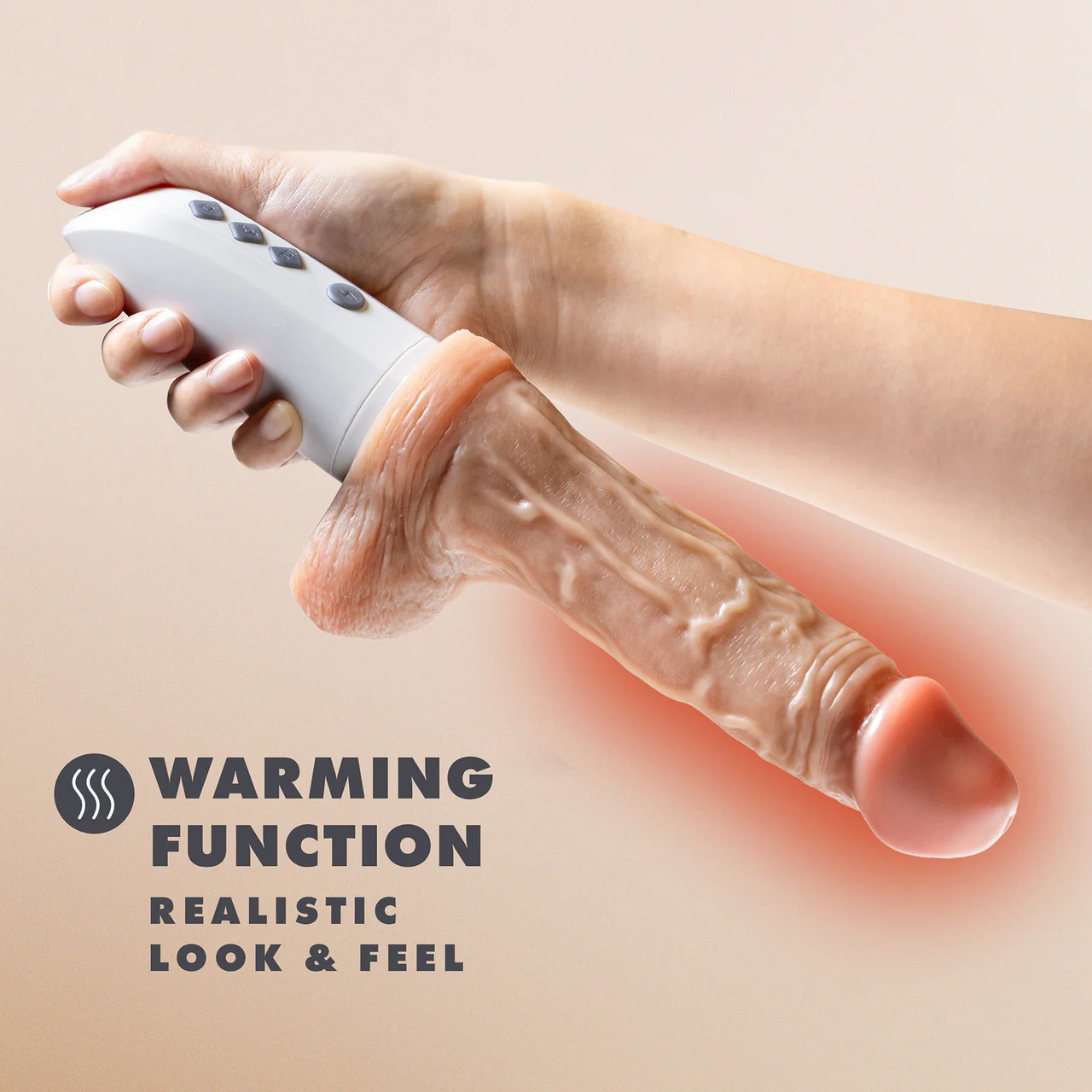 Dr. Skin Dr. Hammer 7" Thrusting, Vibrating, Warming Dildo With Suction Cup, Handle & Remote By Blush - Image 11