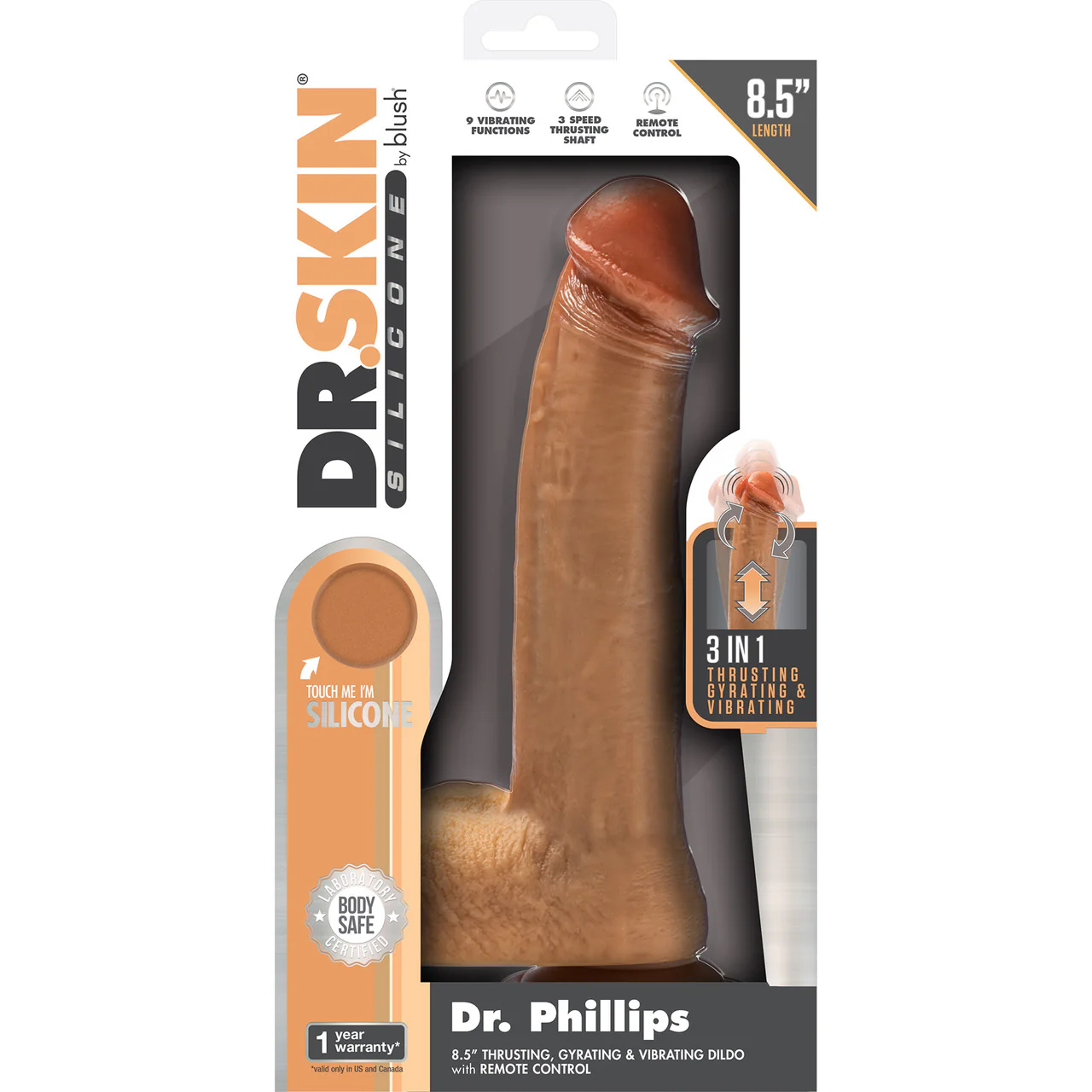 Dr. Skin Dr. Phillips 8.5" Gyrating Vibrating Thrusting Silicone Dildo With Suction Cup & Remote By Blush - Image 11