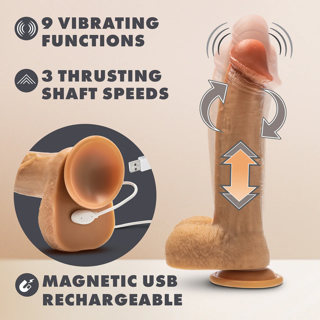 Dr. Skin Dr. Phillips 8.5" Gyrating Vibrating Thrusting Silicone Dildo With Suction Cup & Remote By Blush - Image 7