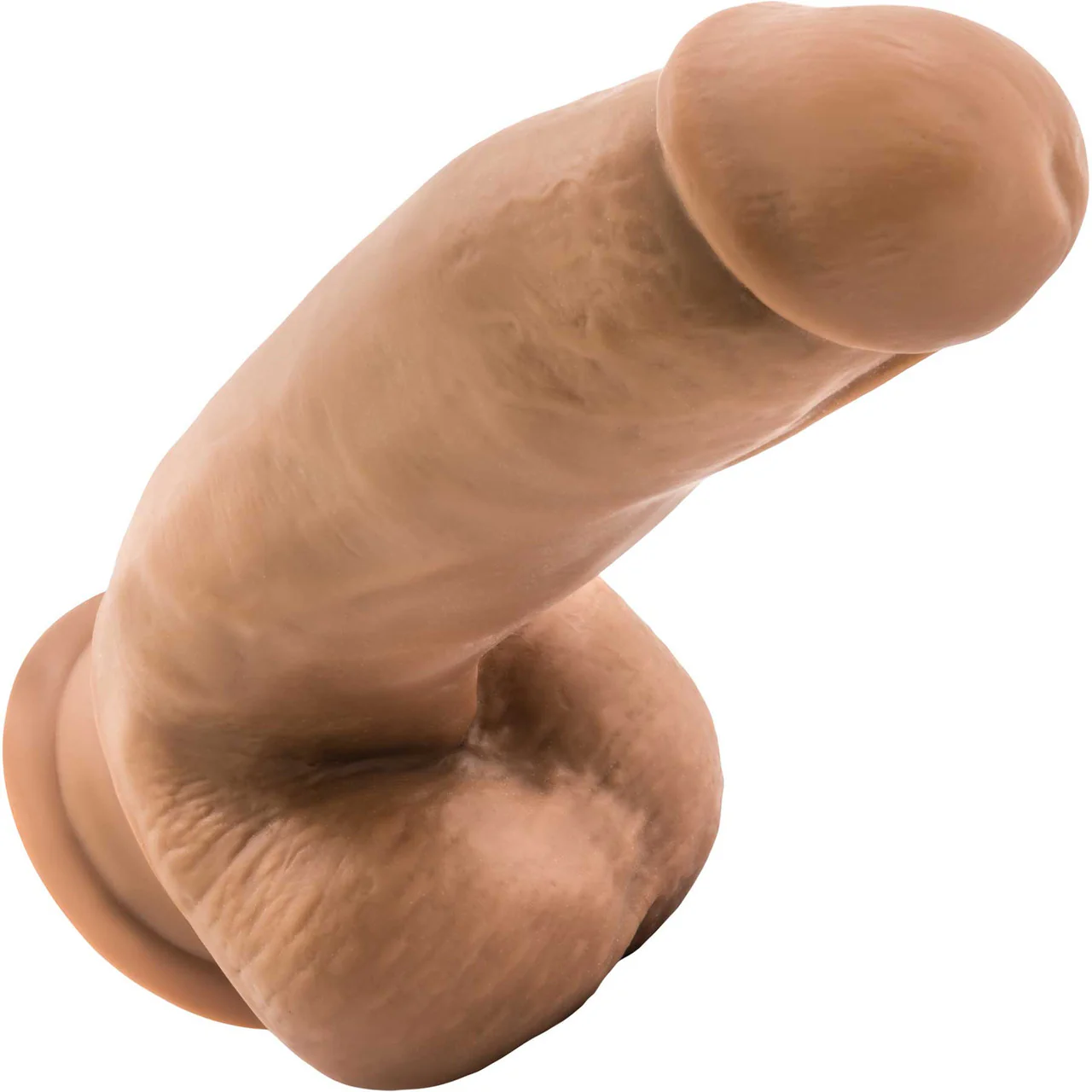 Dr. Skin Dr. Samuel 7" Realistic Posable Silicone Suction Cup Dildo With Balls By Blush - Caramel - Image 3