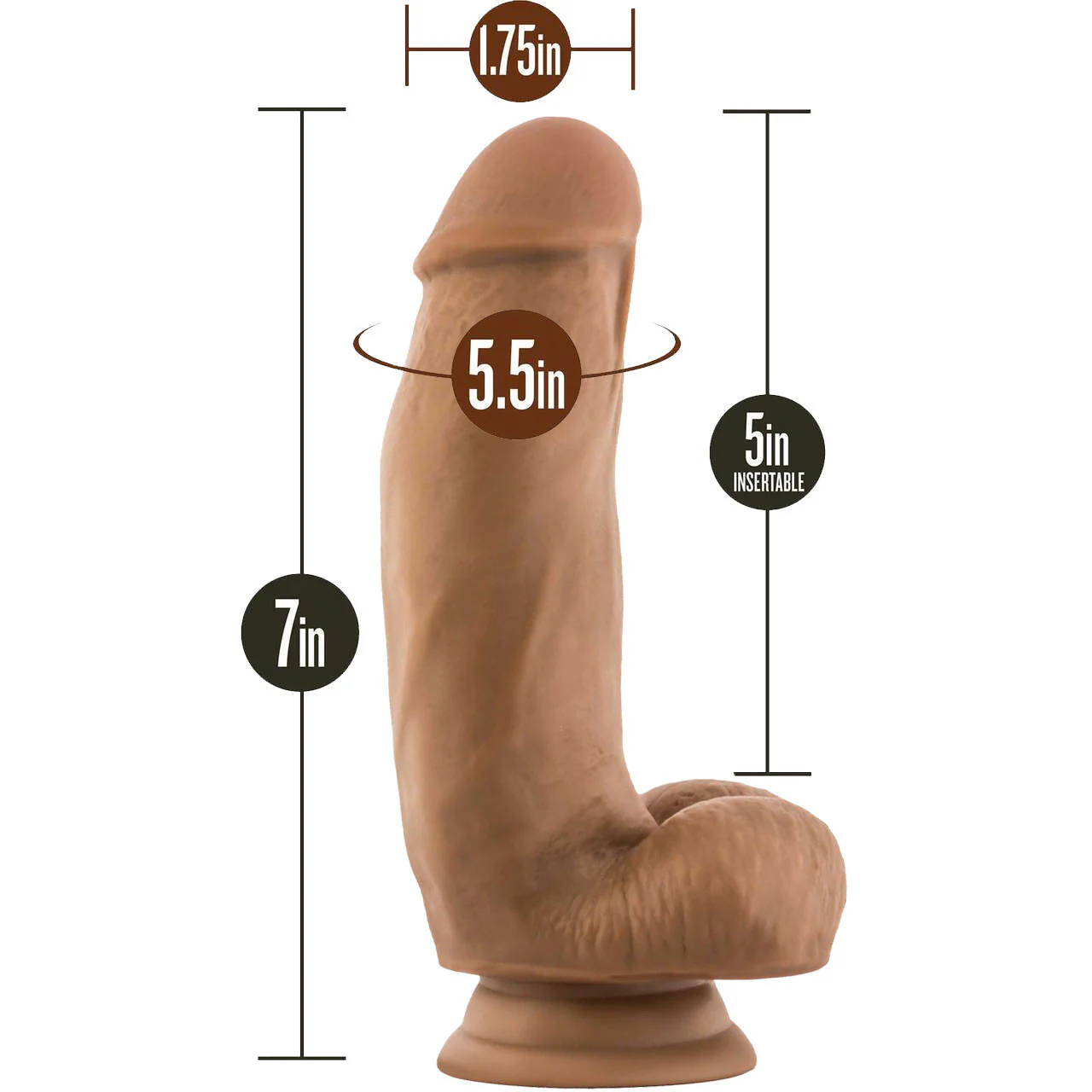 Dr. Skin Dr. Samuel 7" Realistic Posable Silicone Suction Cup Dildo With Balls By Blush - Caramel - Image 4