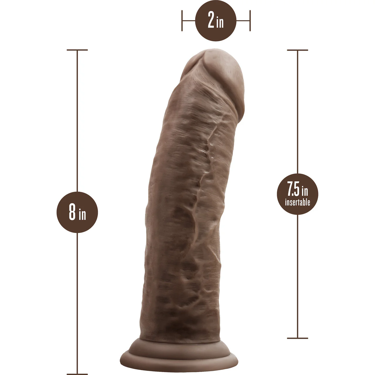 Dr. Skin Dr. Shepherd 8" Realistic Posable Silicone Dildo With Suction Cup By Blush - Chocolate - Image 5