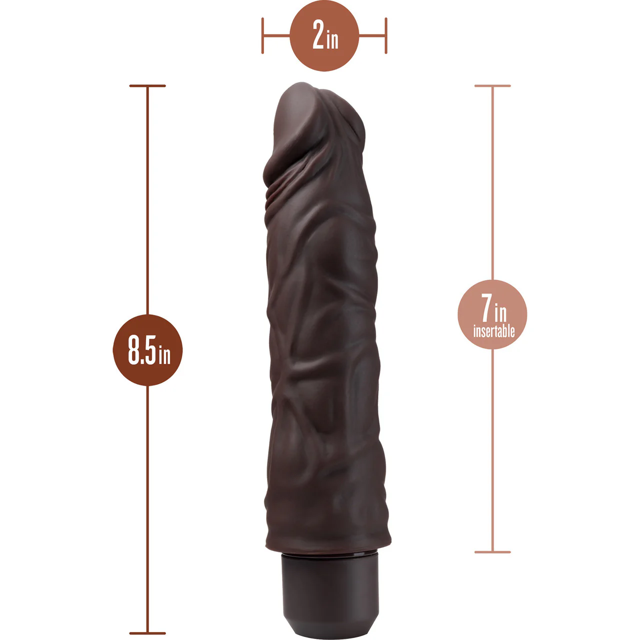 Dr. Skin Silicone Dr. David Waterproof Vibrating 8" Dildo By Blush - Chocolate - Image 7