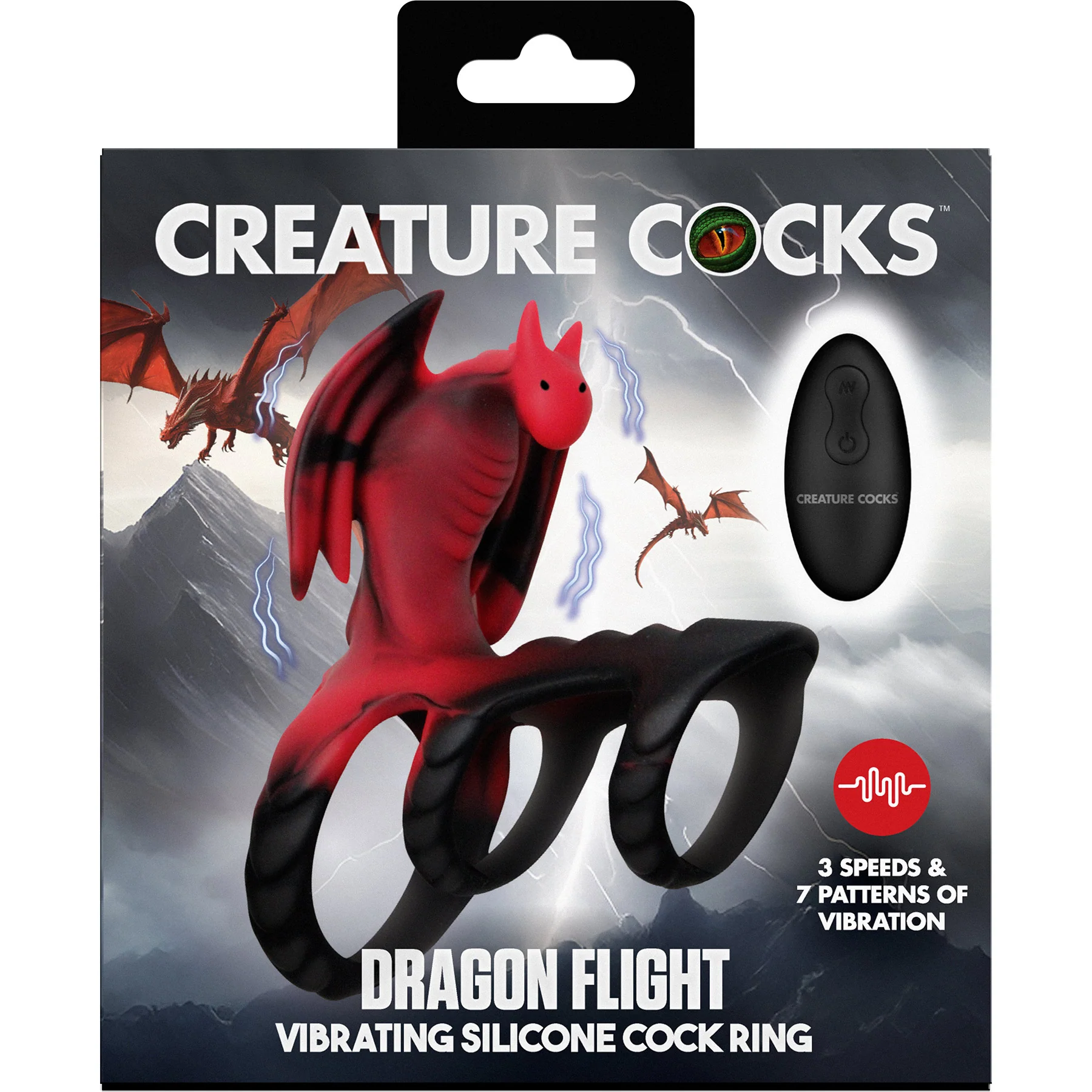 Dragon Flight Vibrating Silicone Cock Ring With Remote By Creature Cocks - Image 8