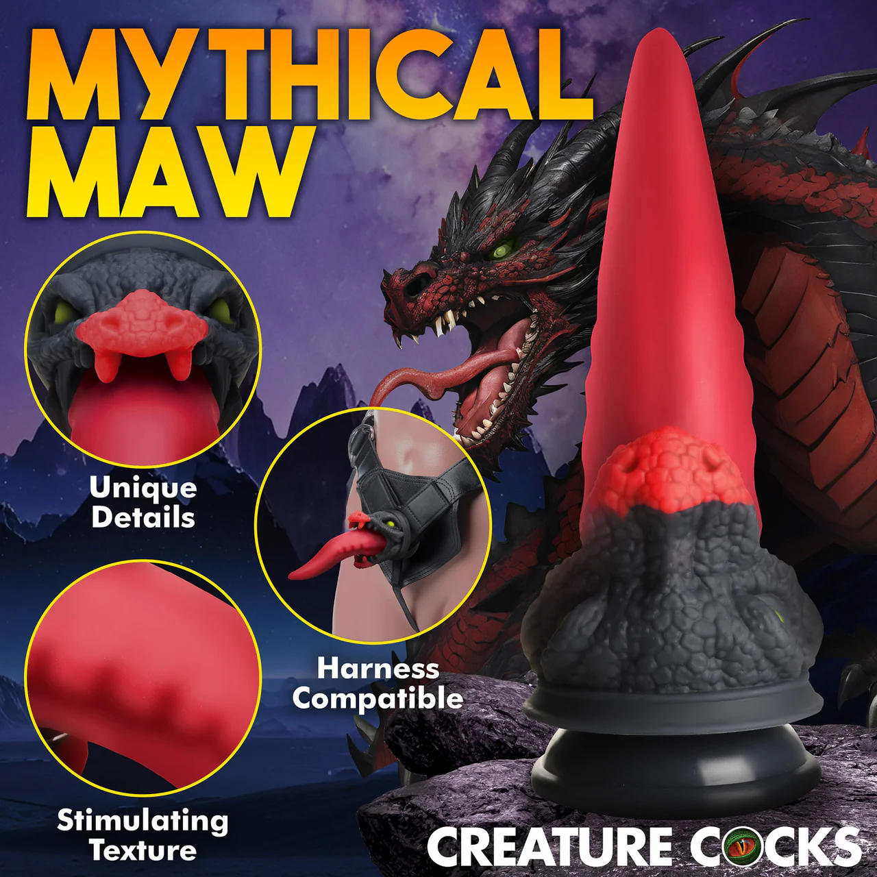 Dragon Roar 8.5" Silicone Suction Cup Dildo By Creature Cocks - Image 10