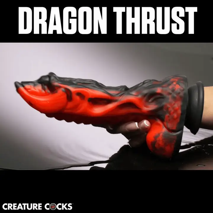 Dragon Thrust 9.5" Thrusting & Vibrating Silicone Suction Cup Dildo With Remote By Creature Cocks - Image 2