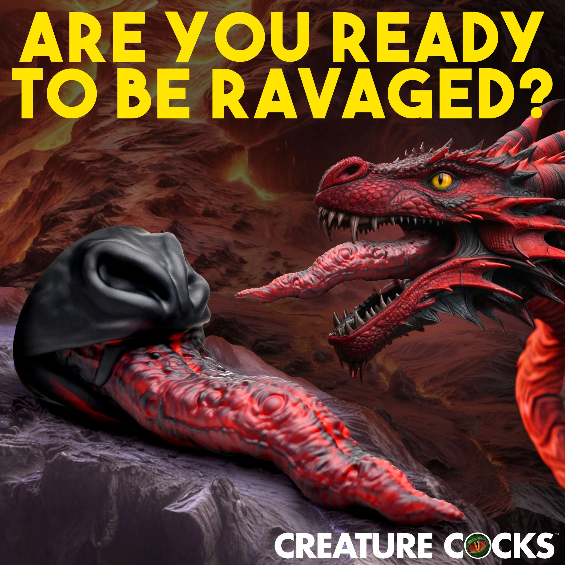 Dragon Tongue 9.6" Silicone Suction Cup Dildo By Creature Cocks - Image 2