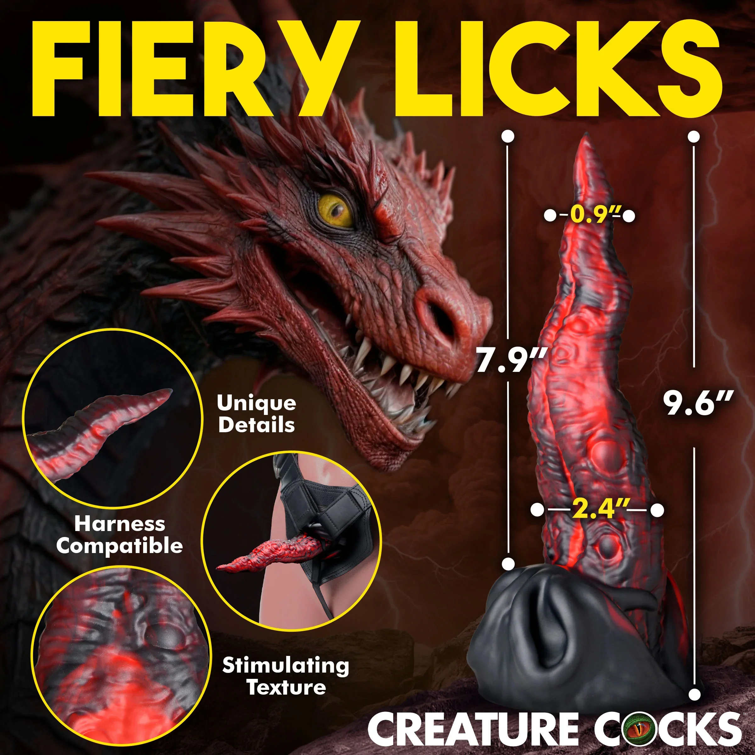 Dragon Tongue 9.6" Silicone Suction Cup Dildo By Creature Cocks - Image 8