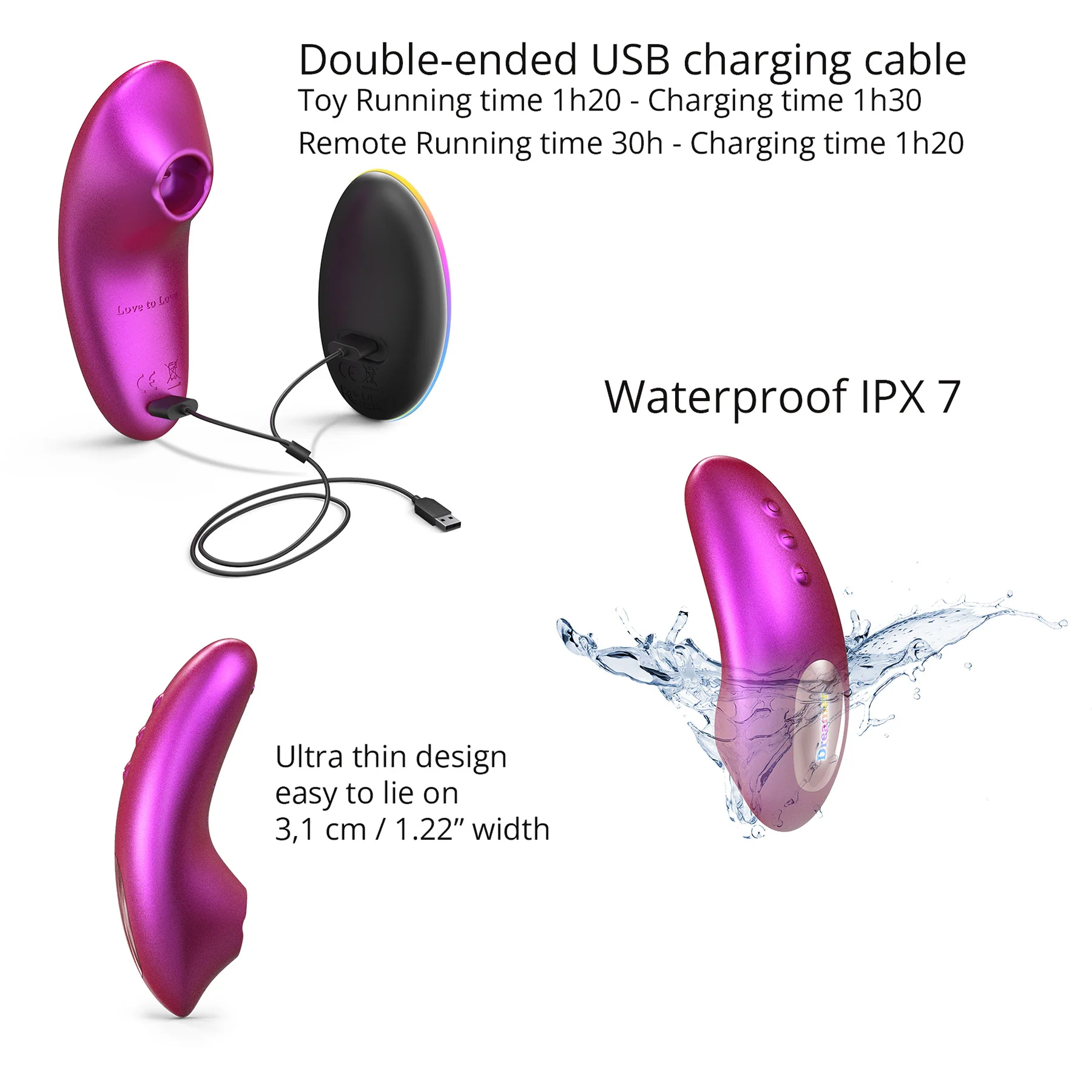 Dreamer Rechargeable Silicone Clitoral Flapping Stimulator With Remote By Love To Love - Image 12