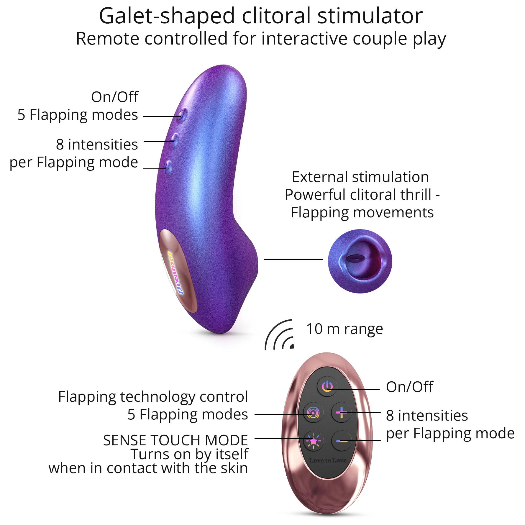 Dreamer Rechargeable Silicone Clitoral Flapping Stimulator With Remote By Love To Love - Image 4