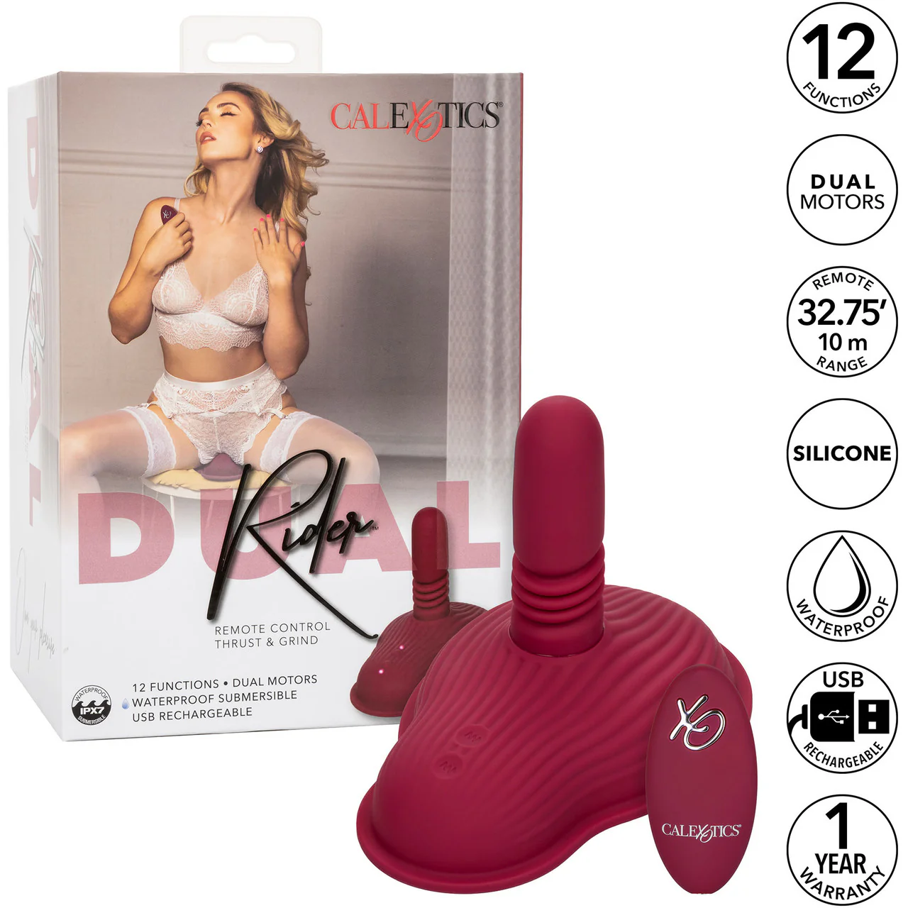 Dual Rider Thrust & Grind Silicone Rechargeable Grinding Vibrator With Remote By CalExotics - Image 14