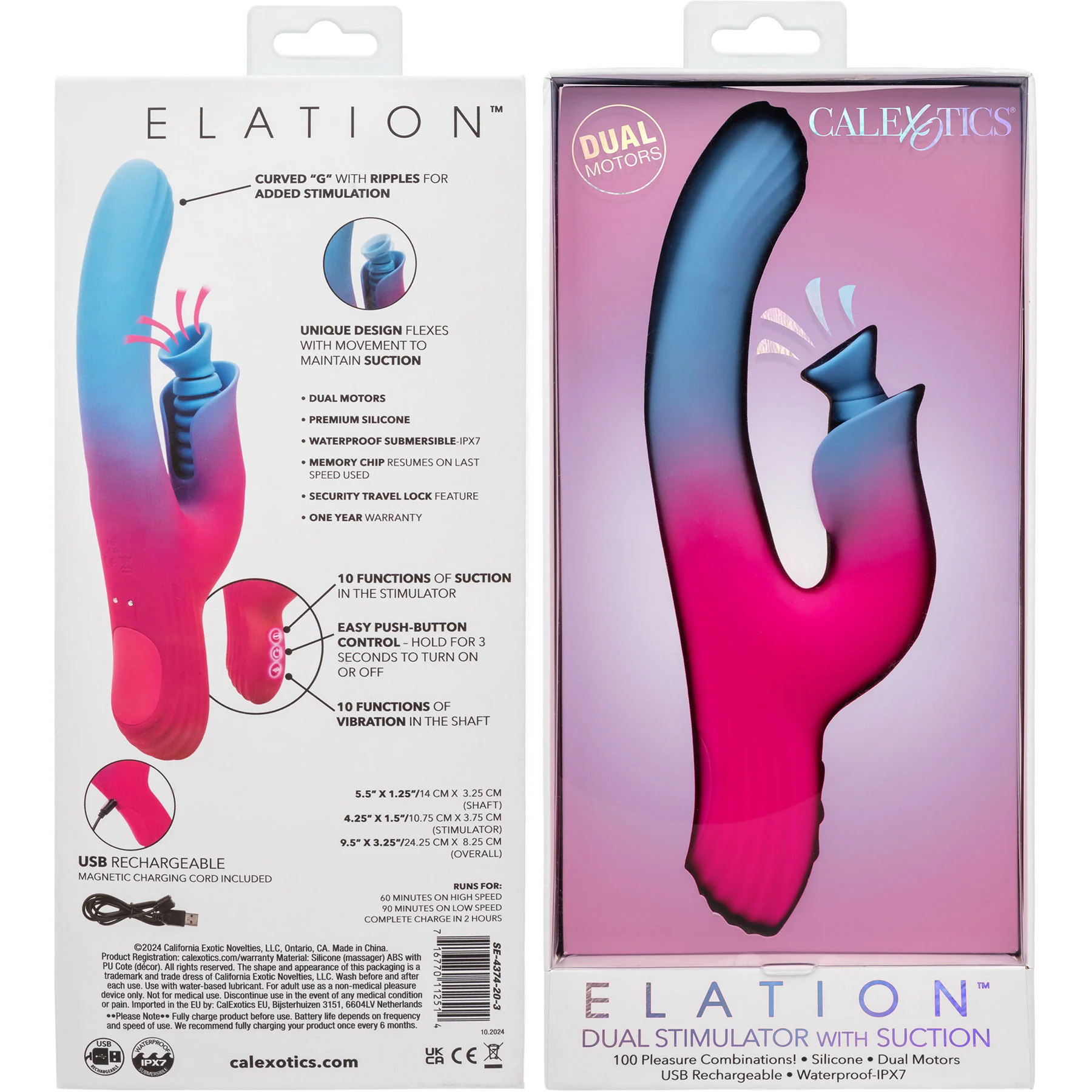 Elation™ Rechargeable Silicone Dual Stimulator With Suction By CalExotics - Image 7